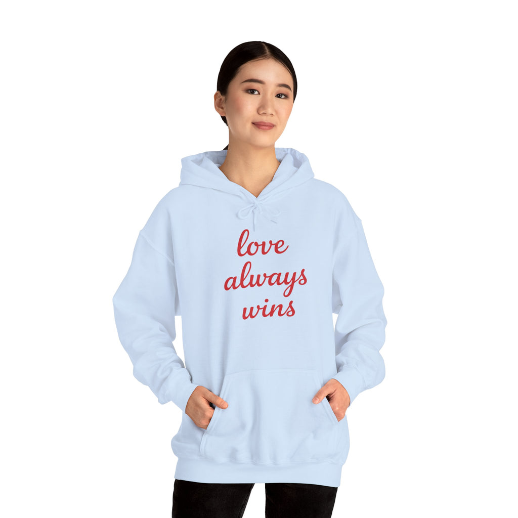 Valentine's Day Love Always Wins Hoodie | XOXO Red Script