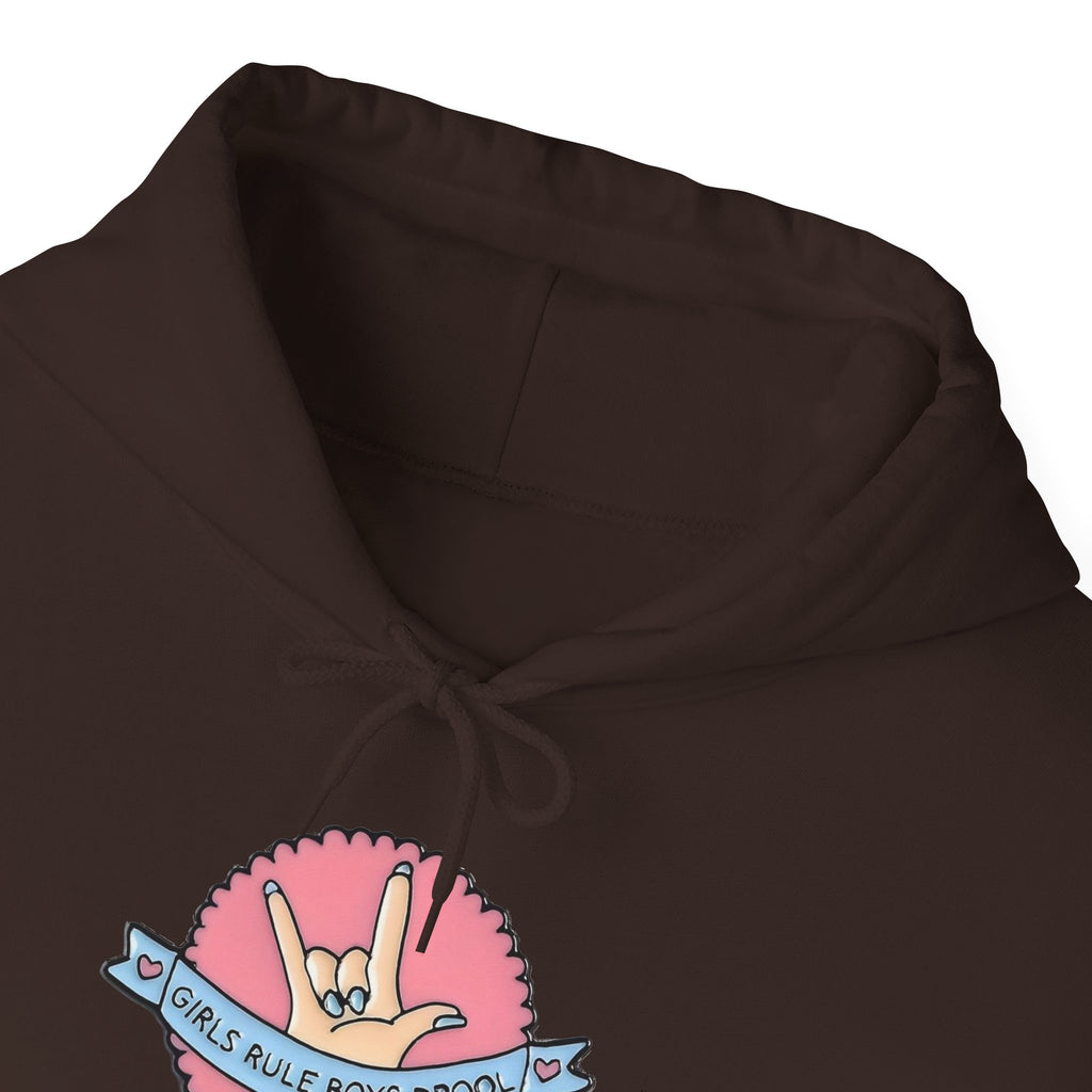 Girls Rule Boys Drool Graphic Hoodie - Trendy Feminist Streetwear Pullover