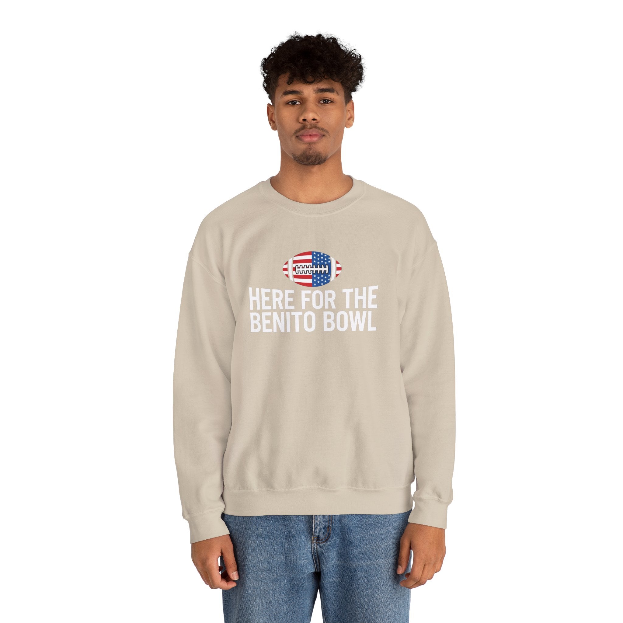 Here For The Benito Bowl crewneck sweatshirt | Football American flag logo