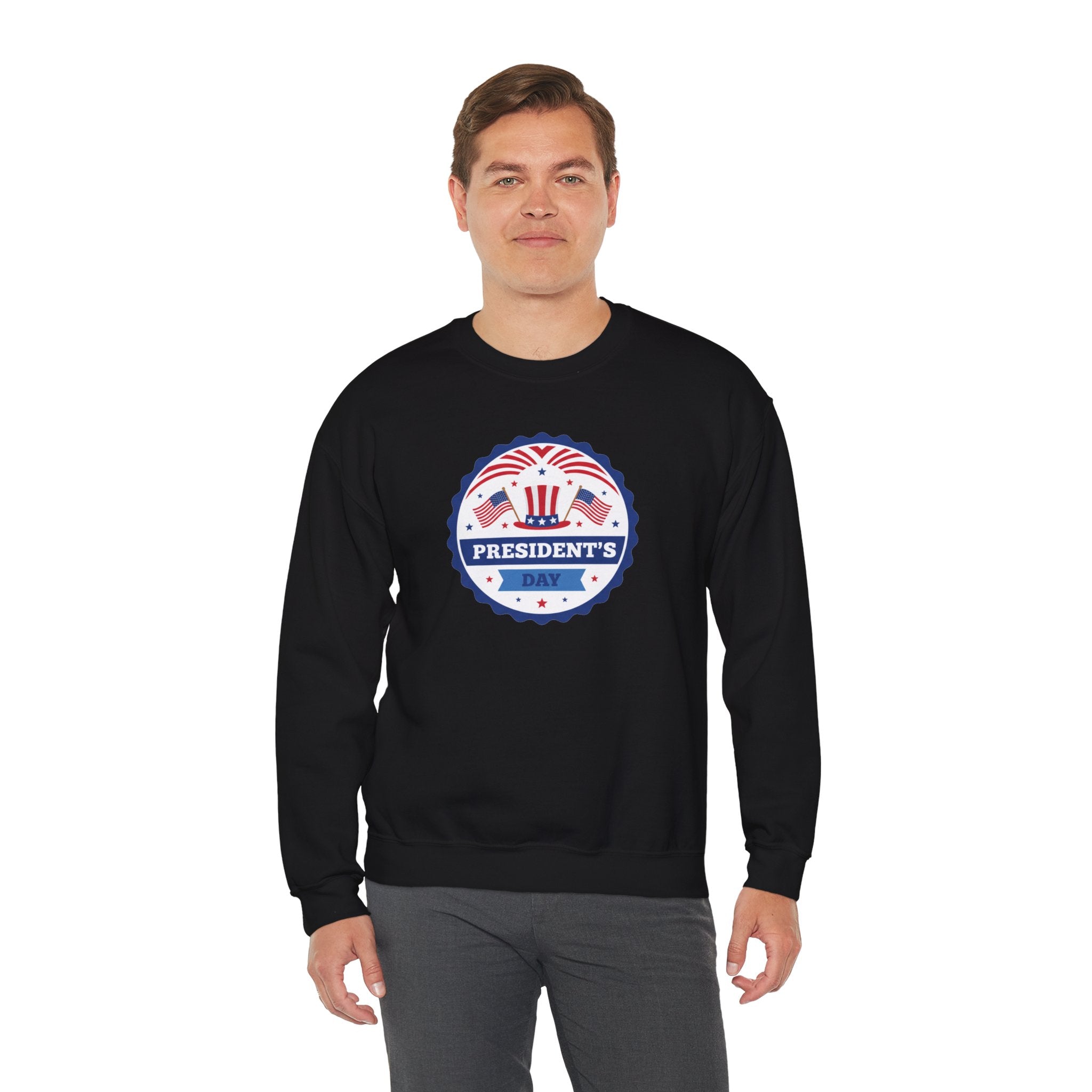 Presidents Day Badge Sweatshirt | Patriotic Emblem, Stars & Stripes