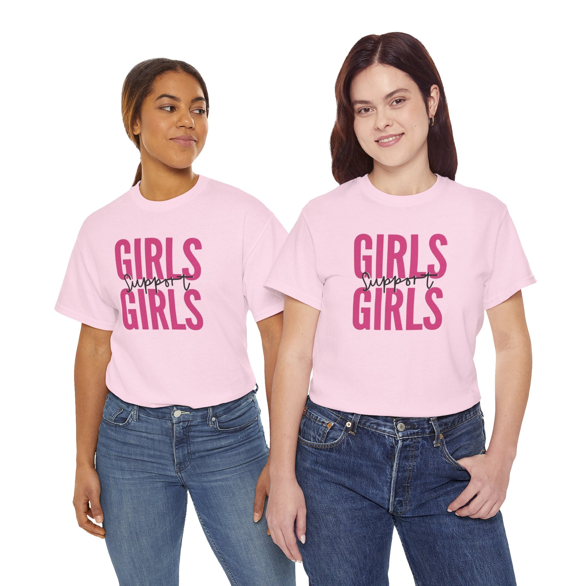 Girls Support Girls T-Shirt | Feminist Pride Tee, Pink Typography