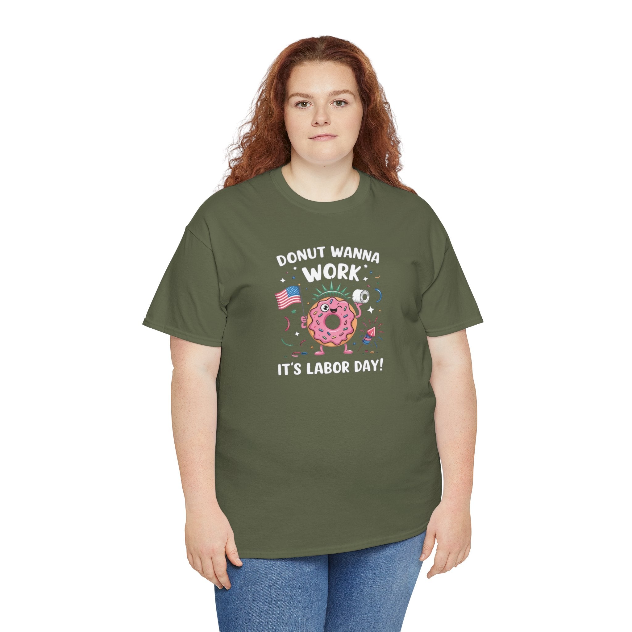 Donut Wanna Work Labor Day T-Shirt | Donut Graphic Tee, American Flag