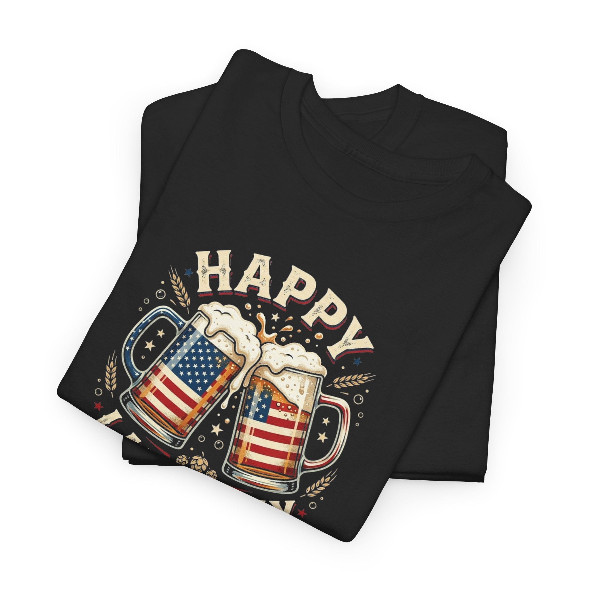 Happy Labor Day Beer Mugs T-Shirt | American Flag Cheers Tee