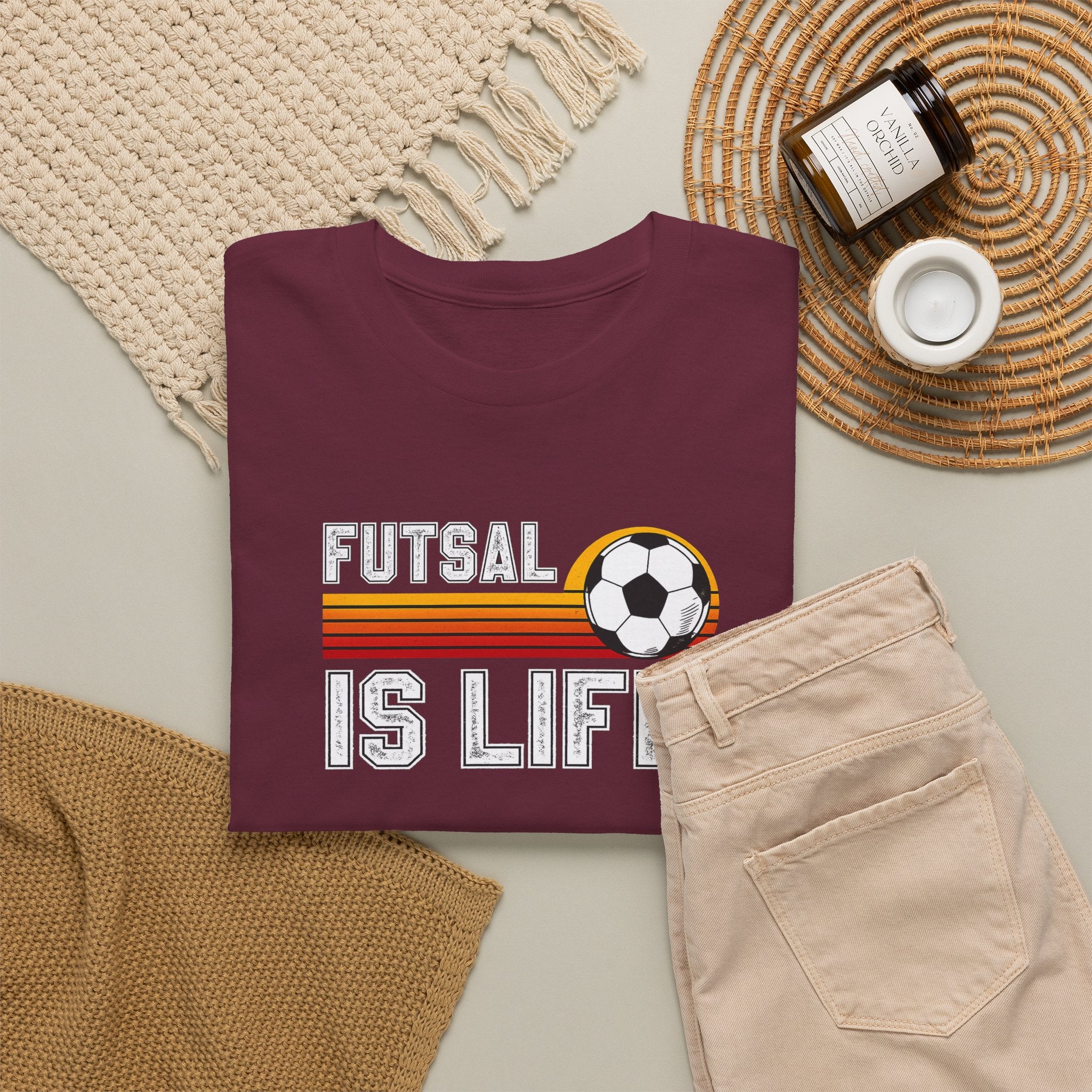 Futsal Is Life Tee | Retro Soccer Ball Stripe Design