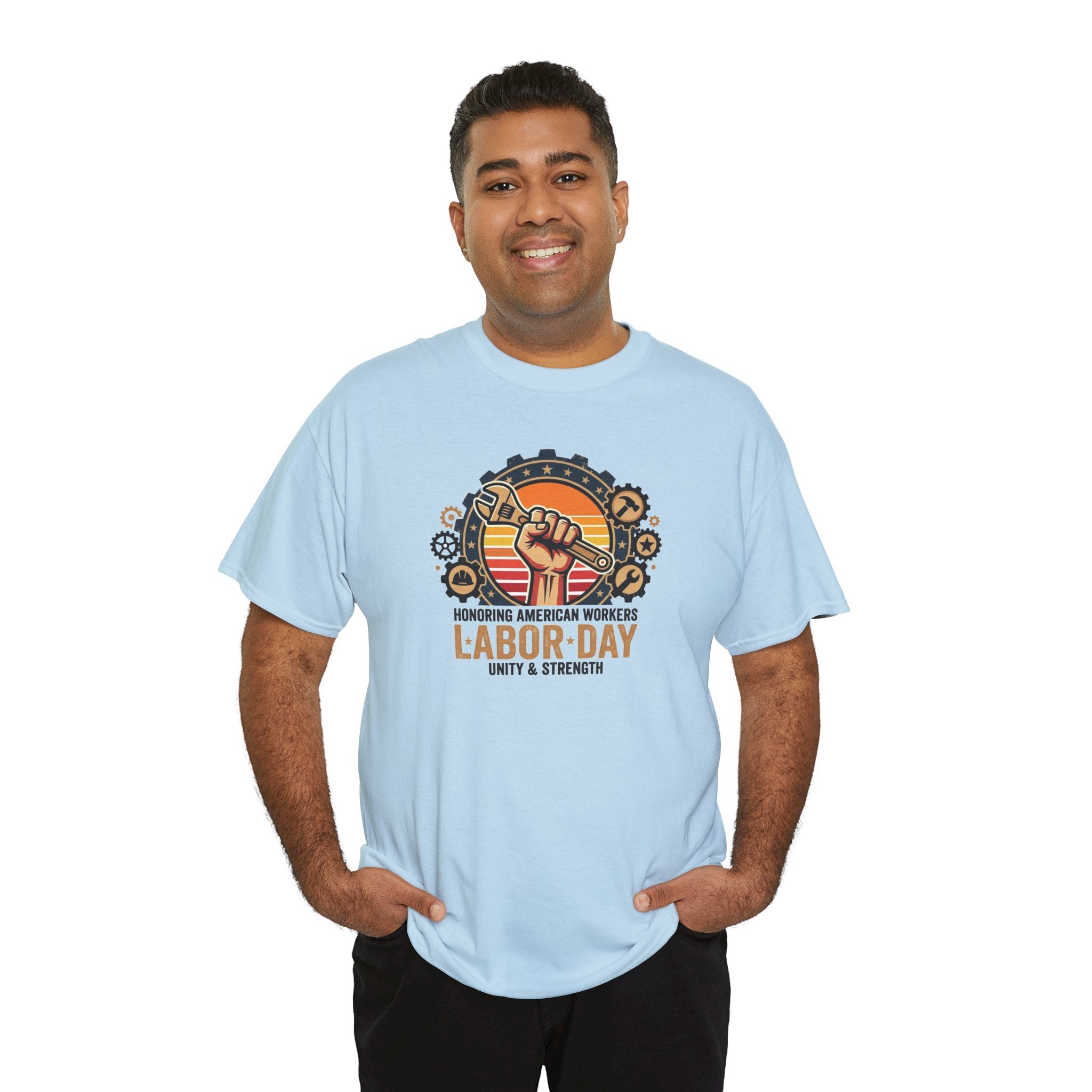 Labor Day Fist and Gears Tee | Honoring American Workers, Unity & Strength