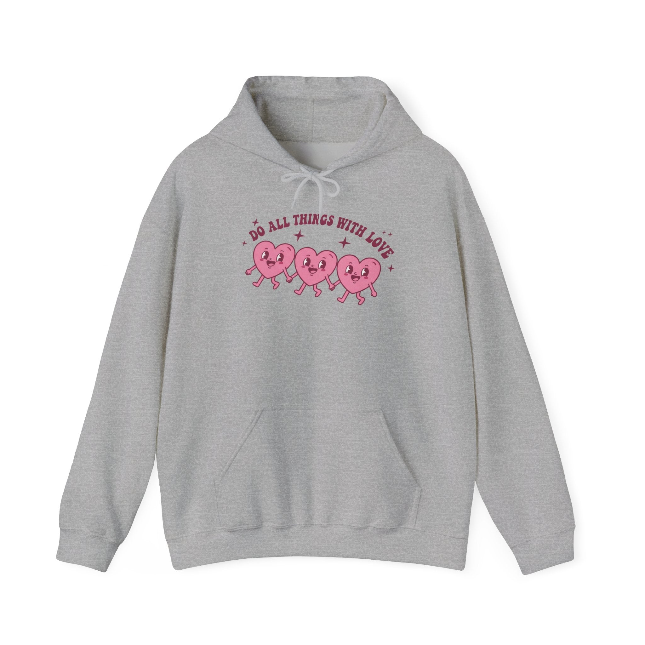 Valentine's Day Do All Things With Love Heart Trio Hoodie | Cute Pink Hearts