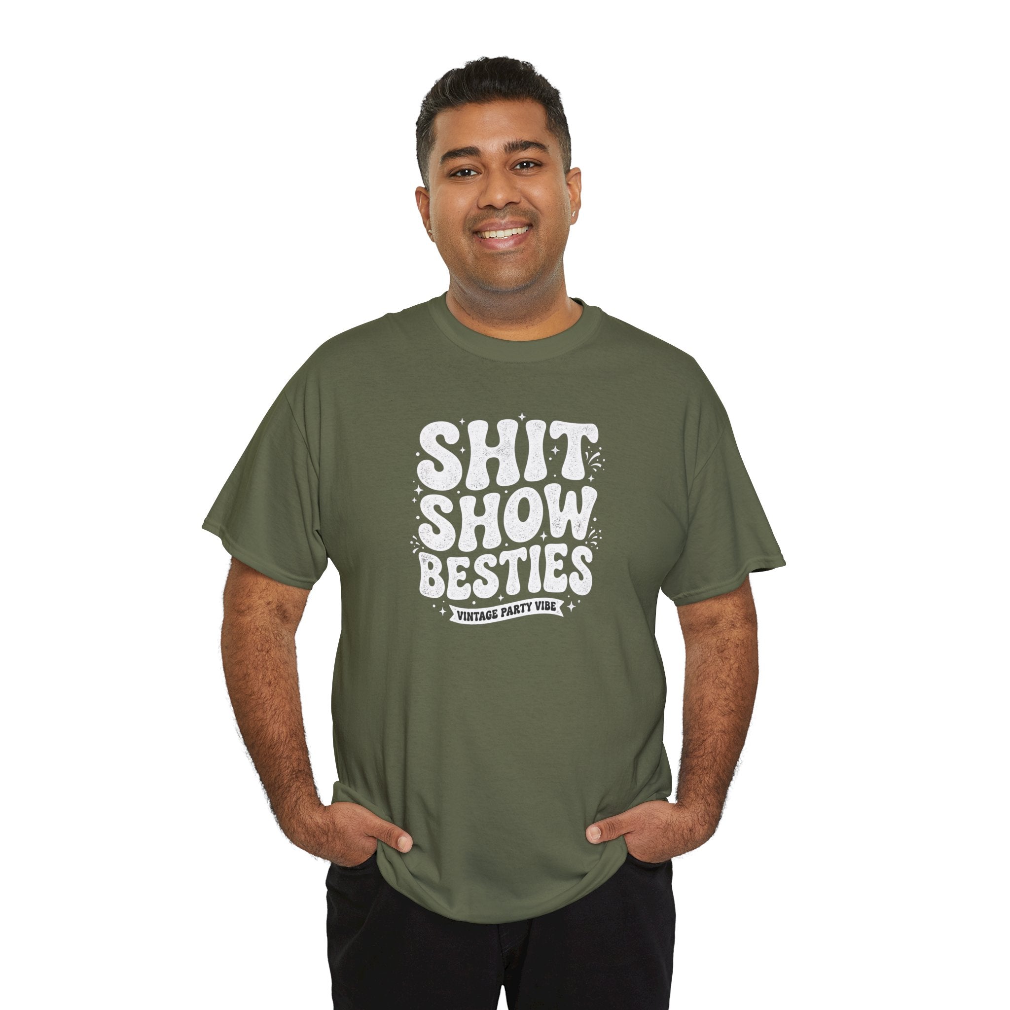 Shit Show Besties Tee | Funny Retro Bubble Letter Graphic Shirt