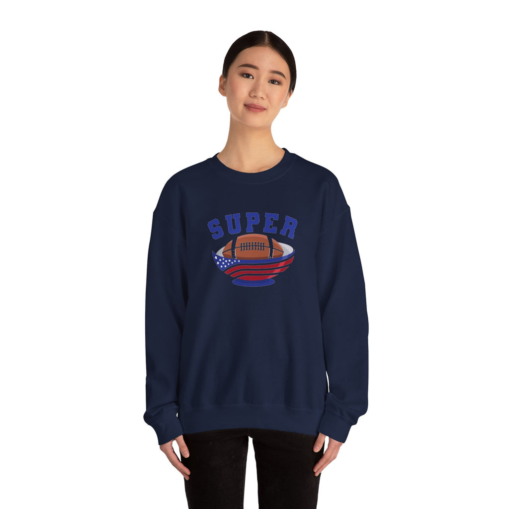 Super Football with American Flag Sweatshirt | Patriotic Sports Crewneck