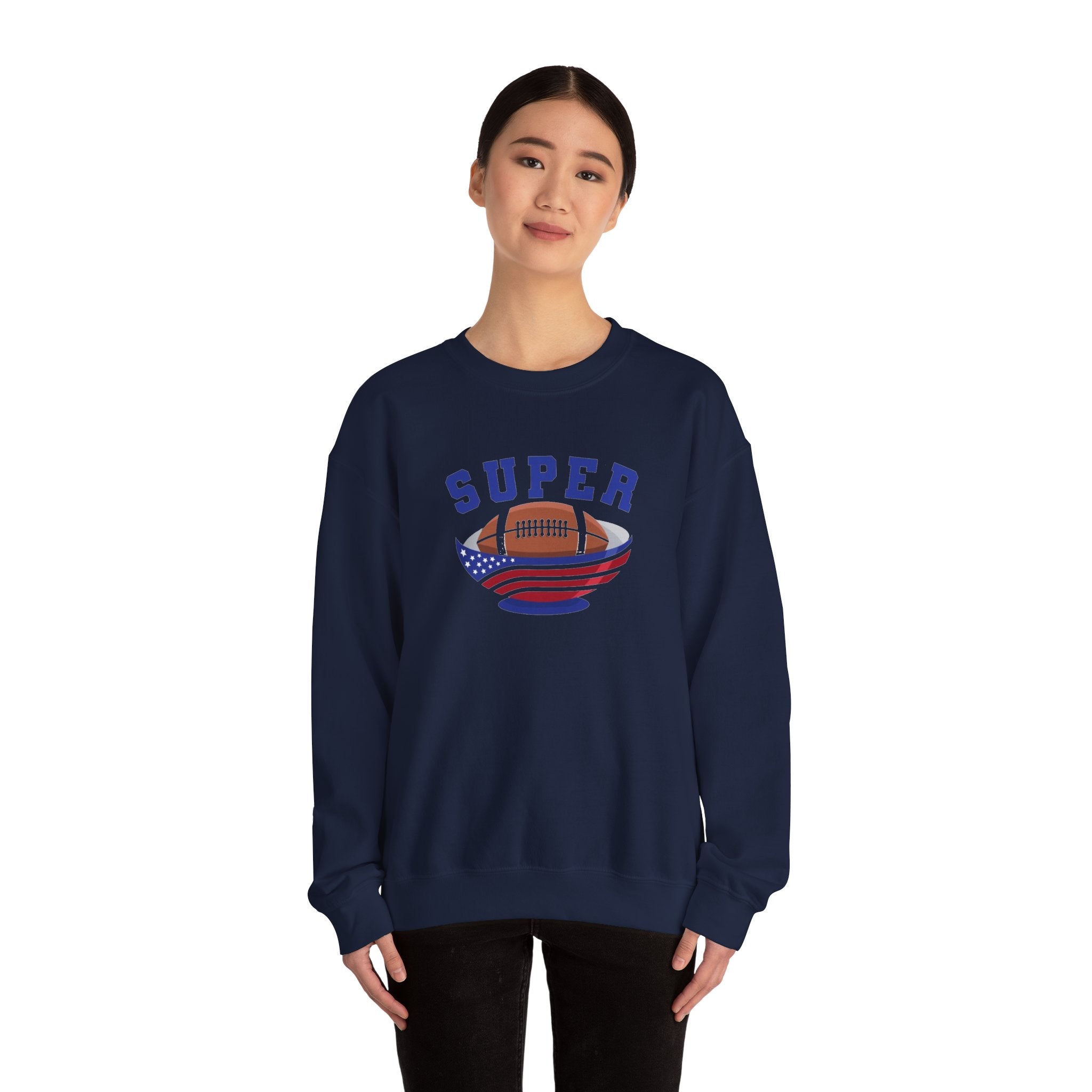 Super Football with American Flag Sweatshirt | Patriotic Sports Crewneck