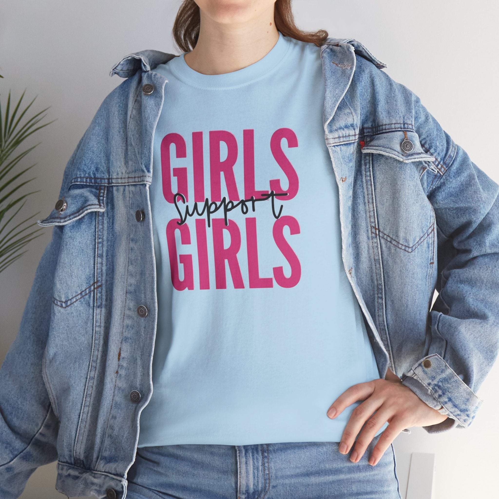 Girls Support Girls T-Shirt | Feminist Pride Tee, Pink Typography