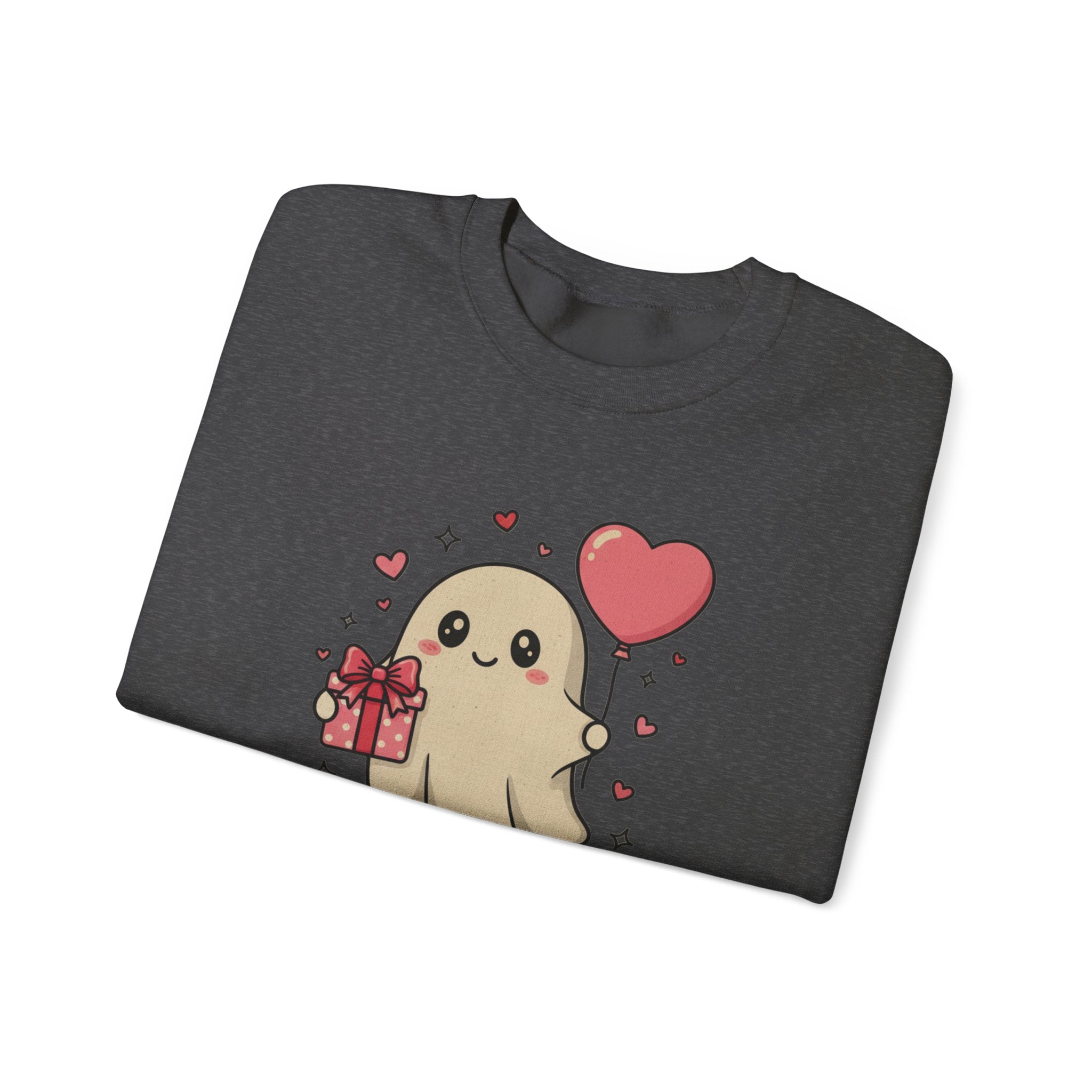 Valentine's Day Be My Boo Sweatshirt | Cute Ghost Holding Heart Balloon