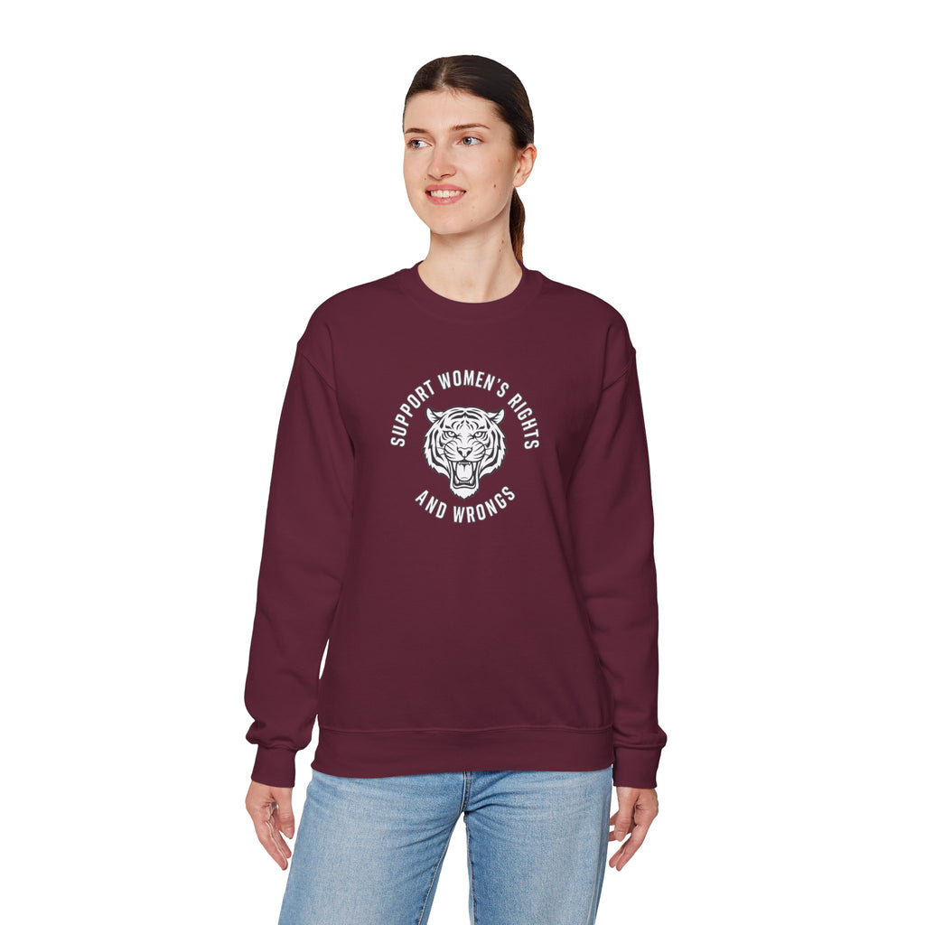Feminist Tiger Sweatshirt - Support Women's Rights and Wrongs Crewneck