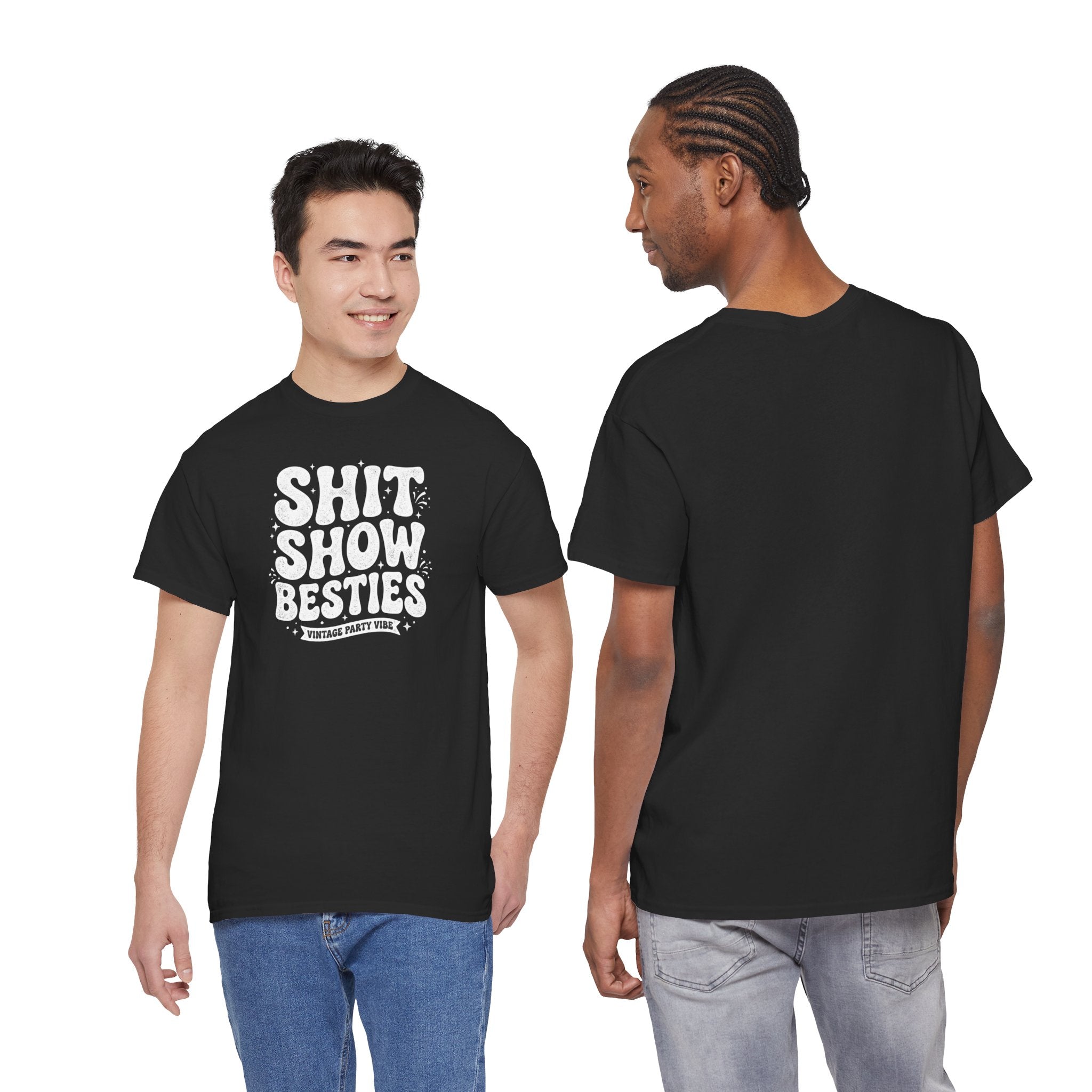 Shit Show Besties Tee | Funny Retro Bubble Letter Graphic Shirt