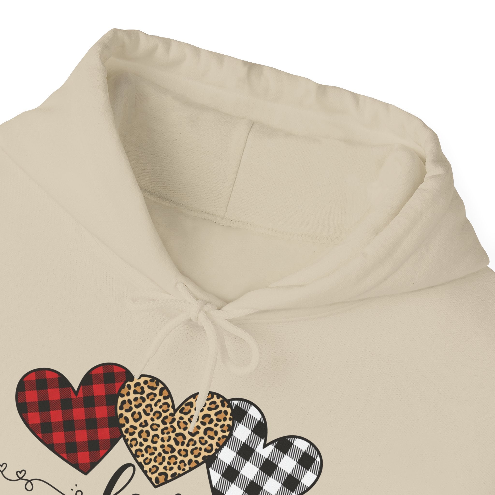 Valentine's Day Hoodie | Love Script Arrow with Plaid Leopard Heart
