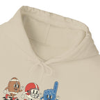 Vintage Football Characters Hoodie | Cartoon Helmet, Foam Finger, Football Mascot