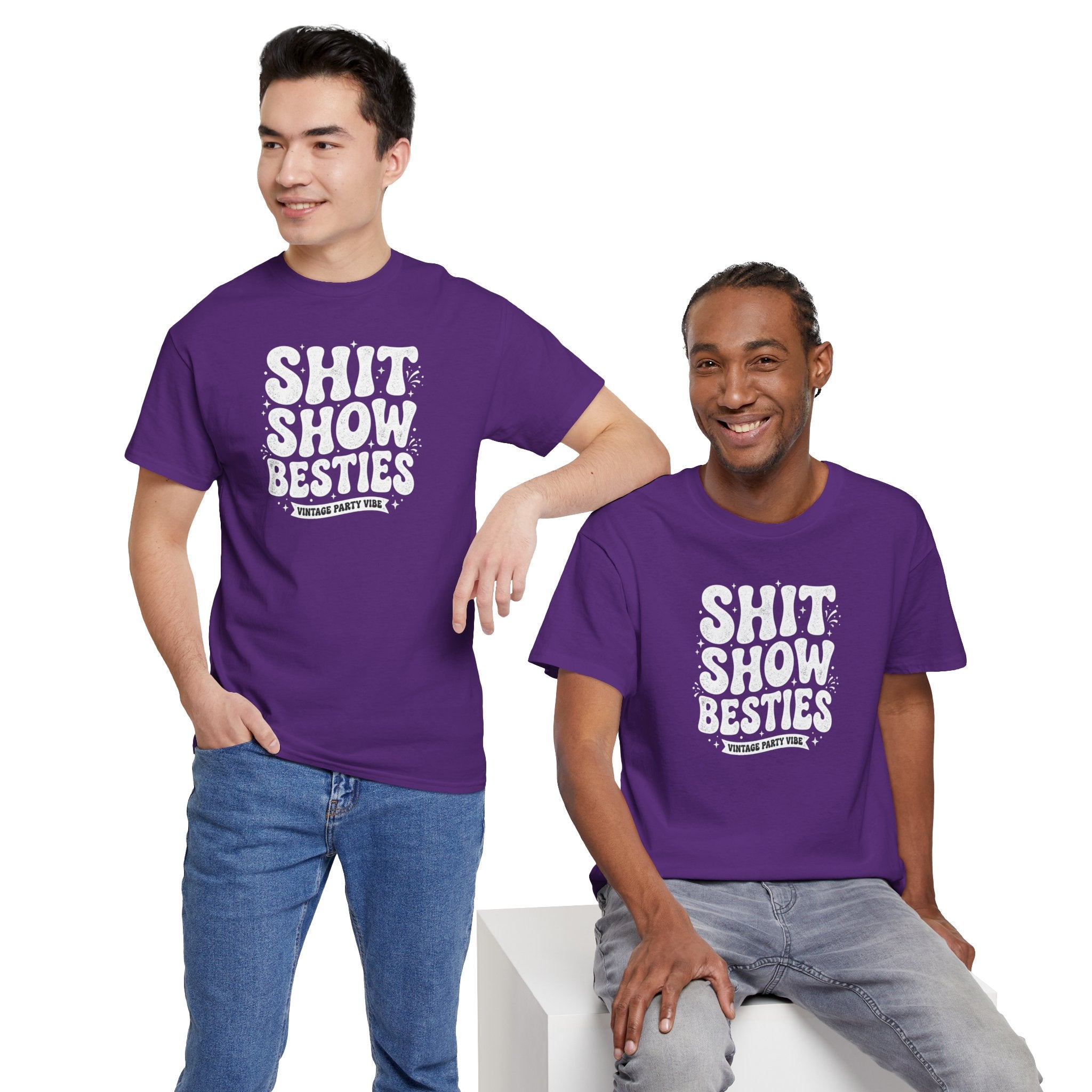 Shit Show Besties Tee | Funny Retro Bubble Letter Graphic Shirt