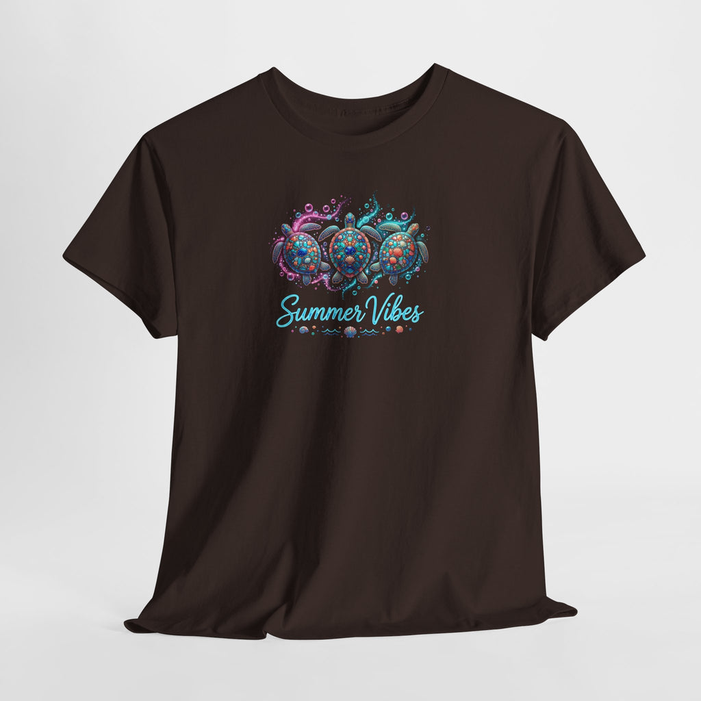 Summer Vibes Crab Tee | Coastal Beach Shells, Tropical Ocean Graphic