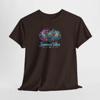 Summer Vibes Crab Tee | Coastal Beach Shells, Tropical Ocean Graphic