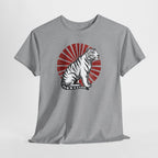 White Tiger with Rising Sun Tee | Japanese Tiger Graphic T-Shirt