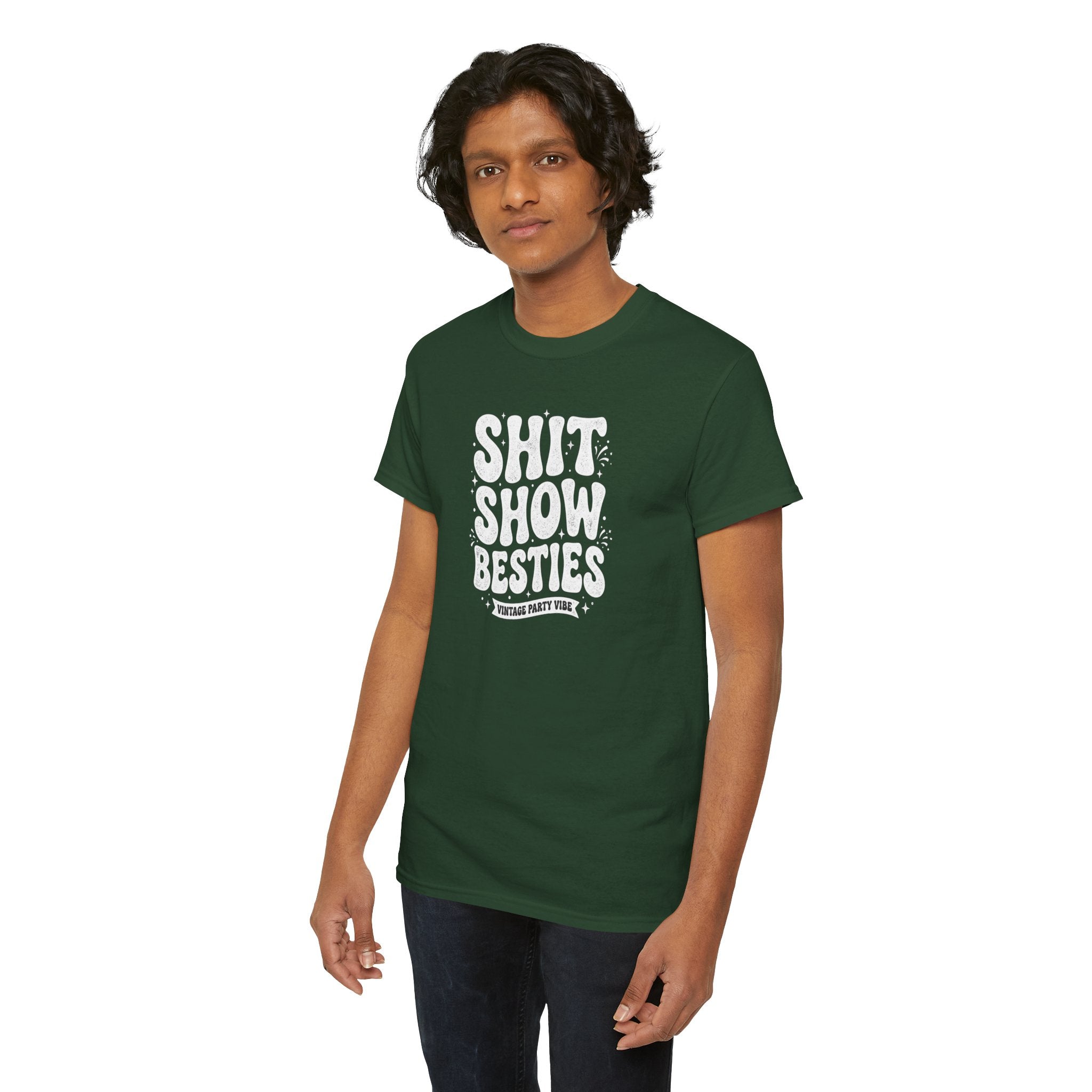 Shit Show Besties Tee | Funny Retro Bubble Letter Graphic Shirt
