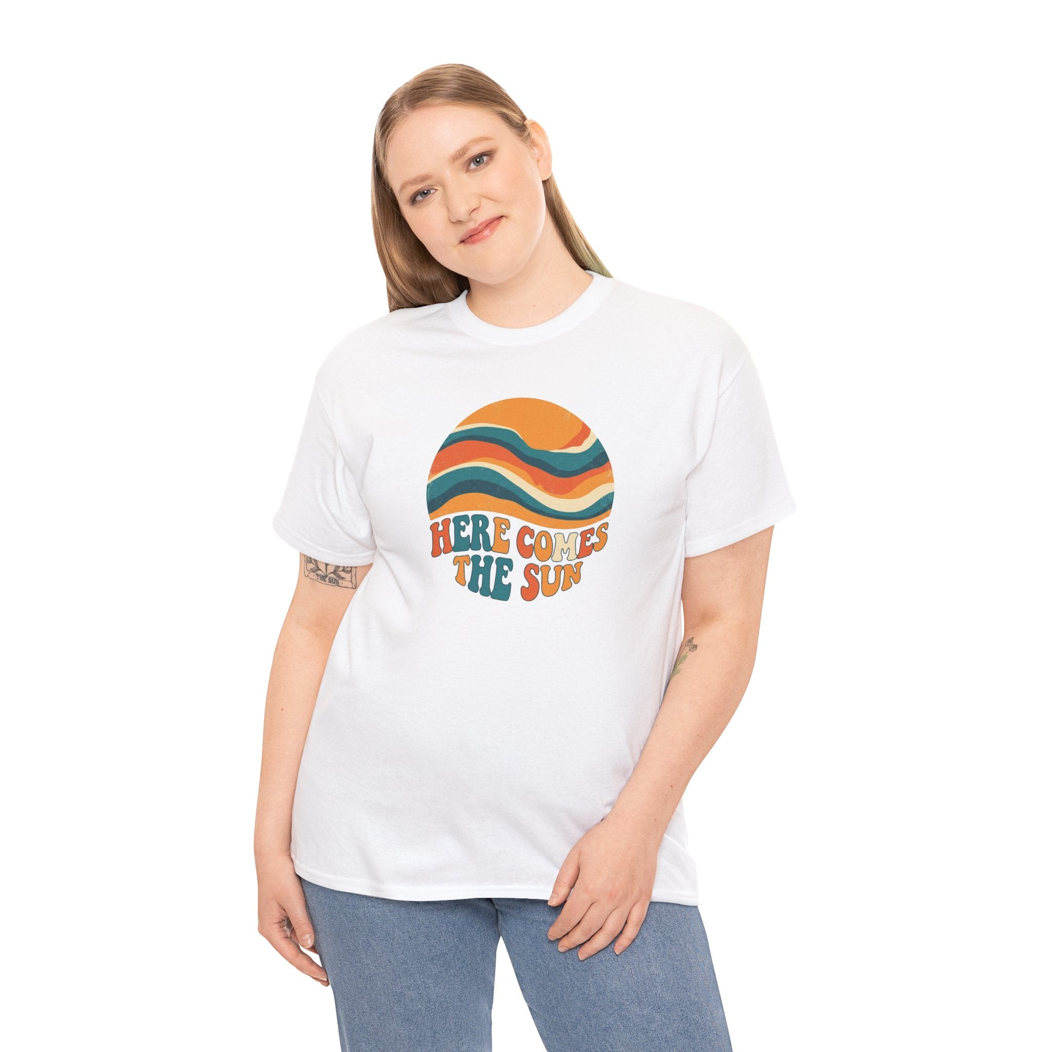 Here Comes The Sun T-Shirt | Retro Sun Waves Graphic Tee