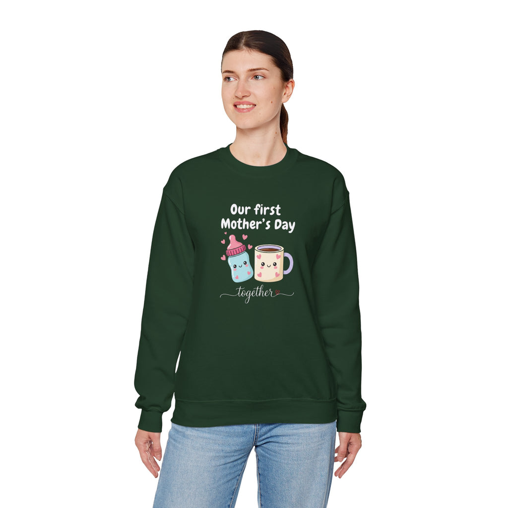 Our First Mother's Day Together sweatshirt | baby bottle and coffee mug