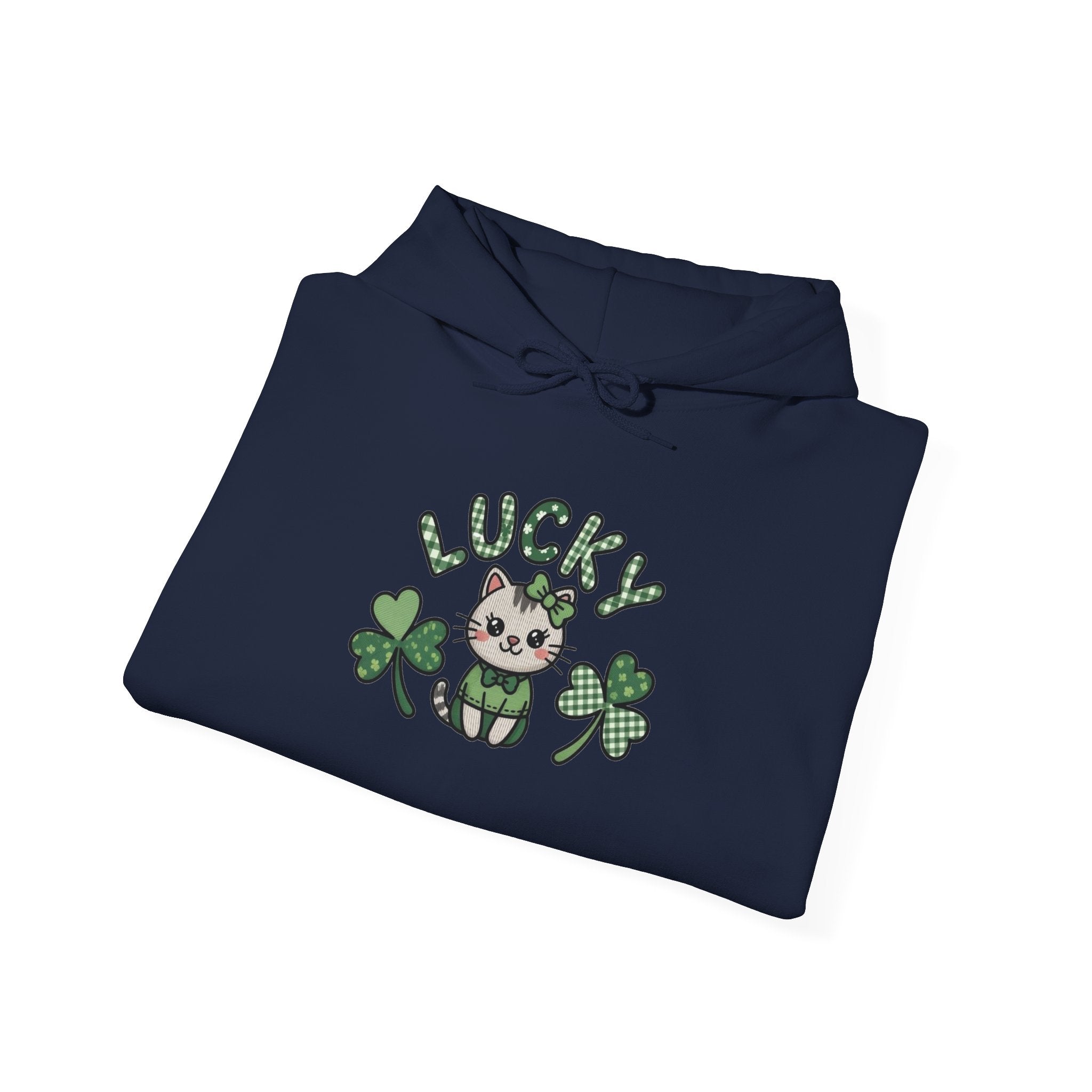 Lucky Cat with Shamrocks Hoodie | St. Patrick's Day Lucky Kitty sweatshirt
