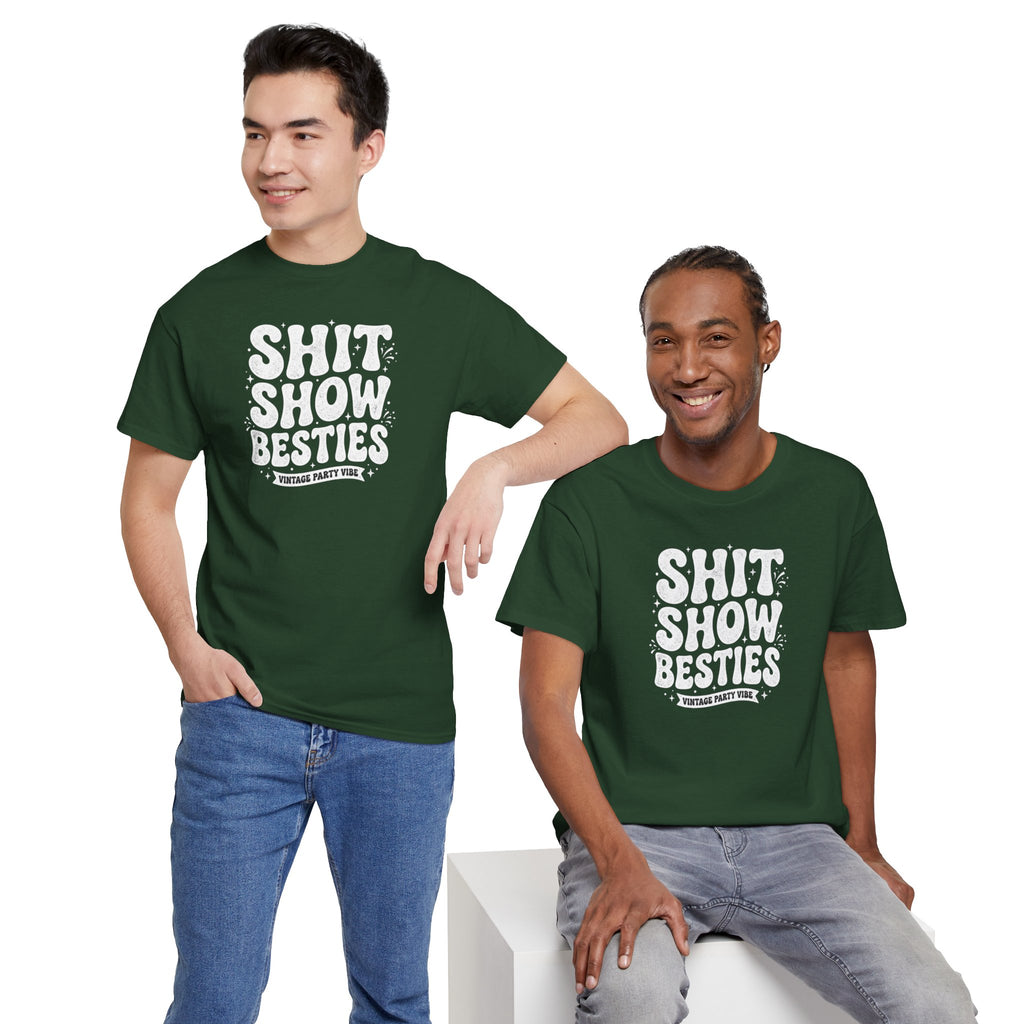 Shit Show Besties Tee | Funny Retro Bubble Letter Graphic Shirt