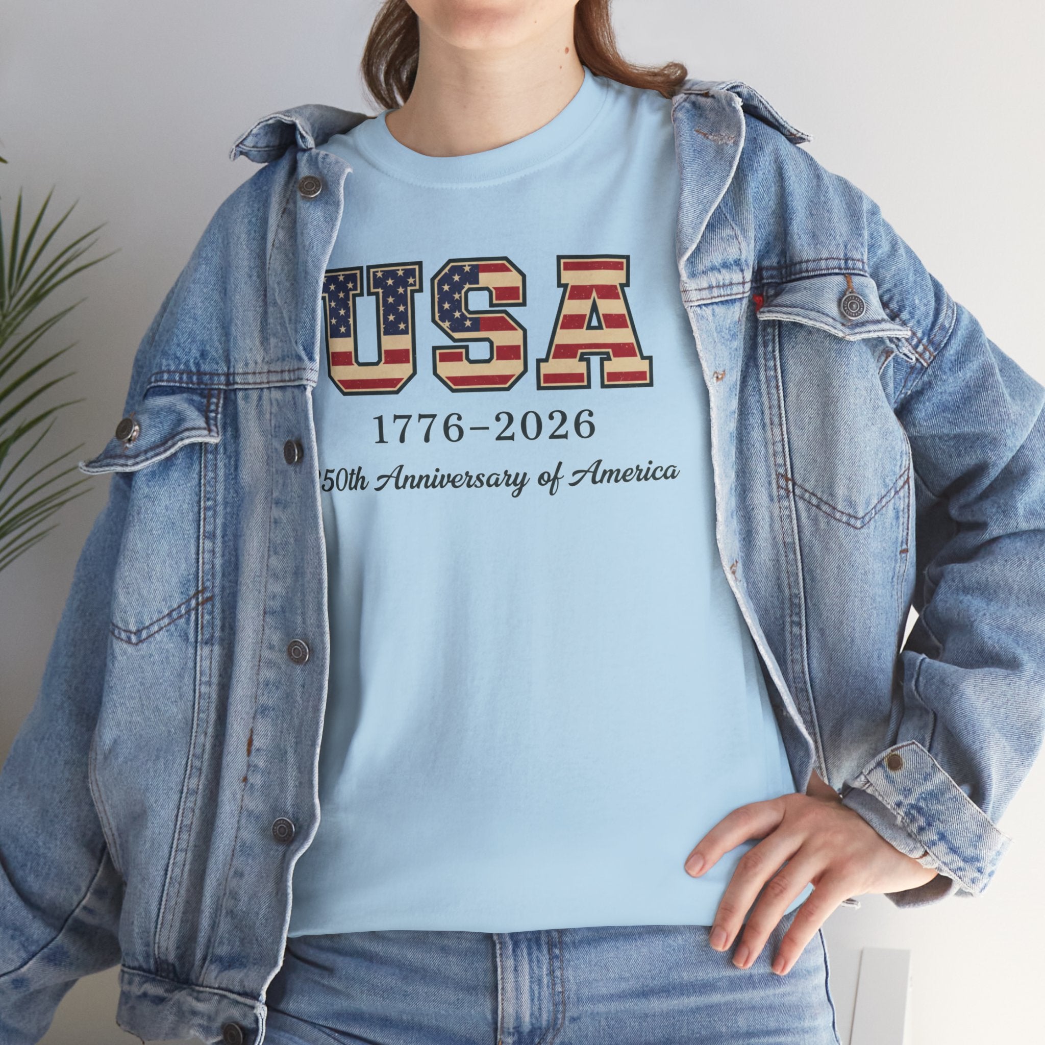 USA 1776-2026 250th Anniversary T-Shirt | American Flag Letters Patriotic Tee