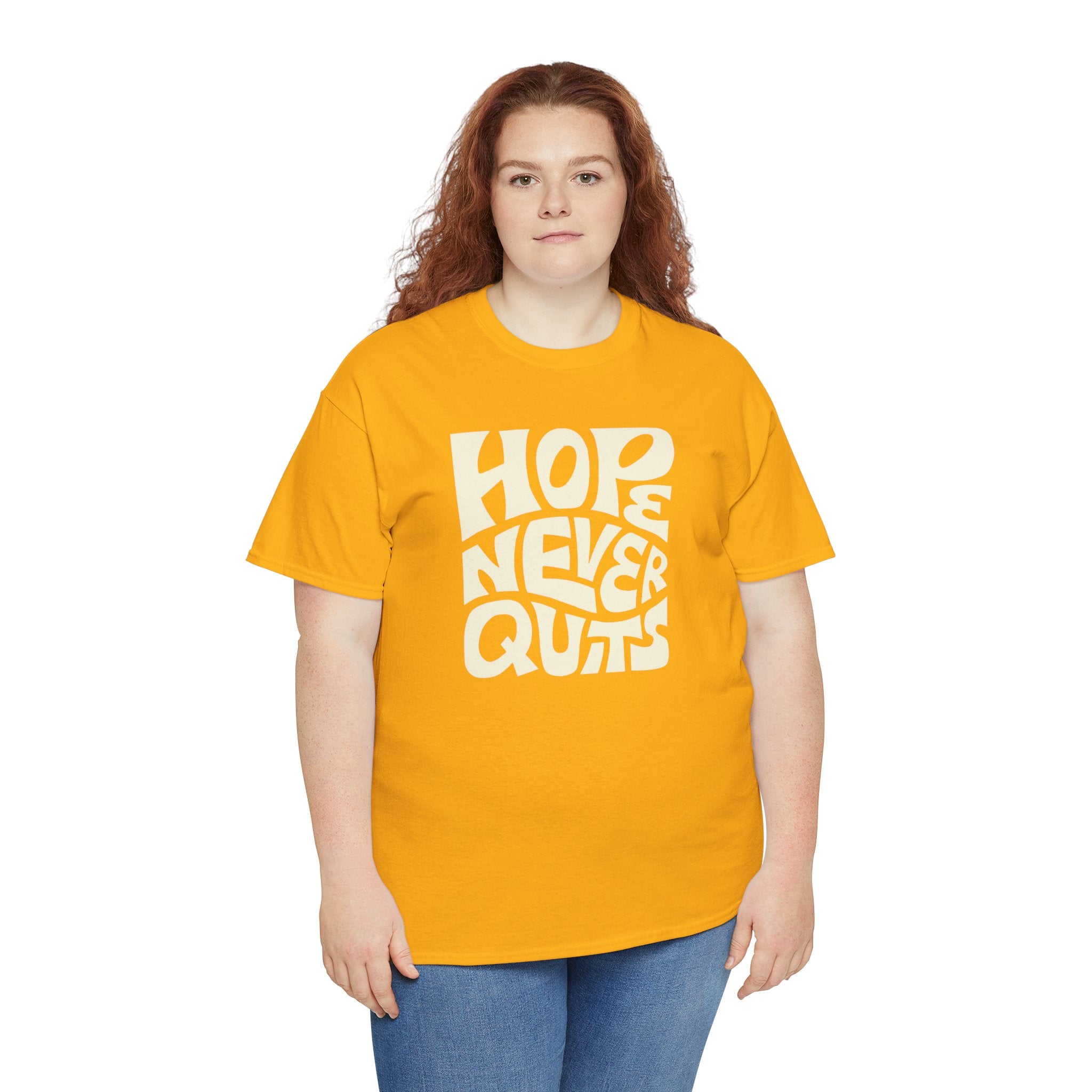Hope Never Quits T-Shirt | Retro Bold Lettering, Inspirational Tee