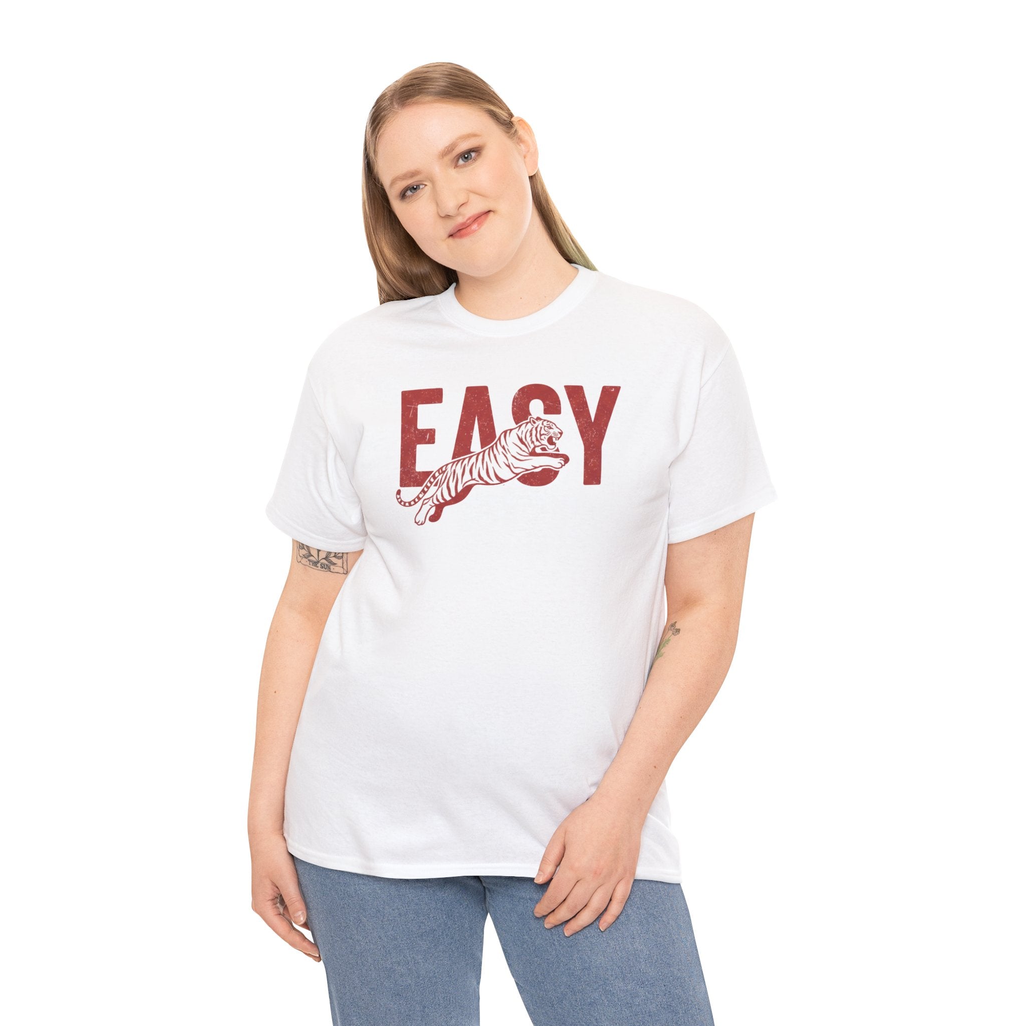 Easy Tiger T-Shirt | Retro Red Text with Tiger Graphic