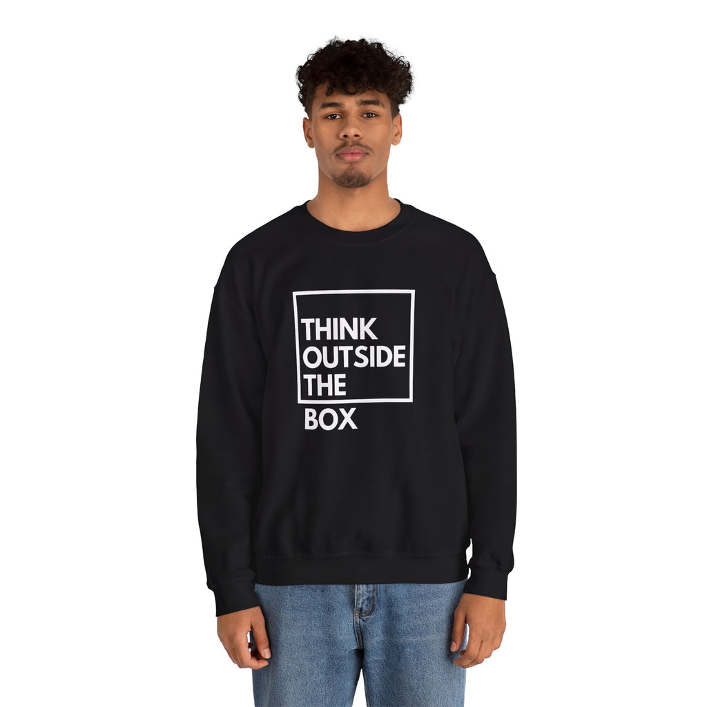 Think Outside The Box Sweatshirt | Graphic Typography Crewneck
