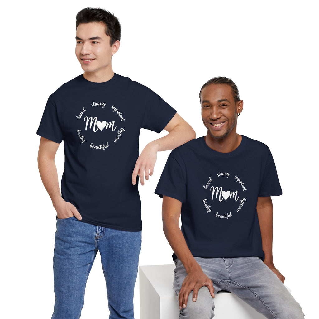 Mom Script Heart T-Shirt | Mom Circle Words Design