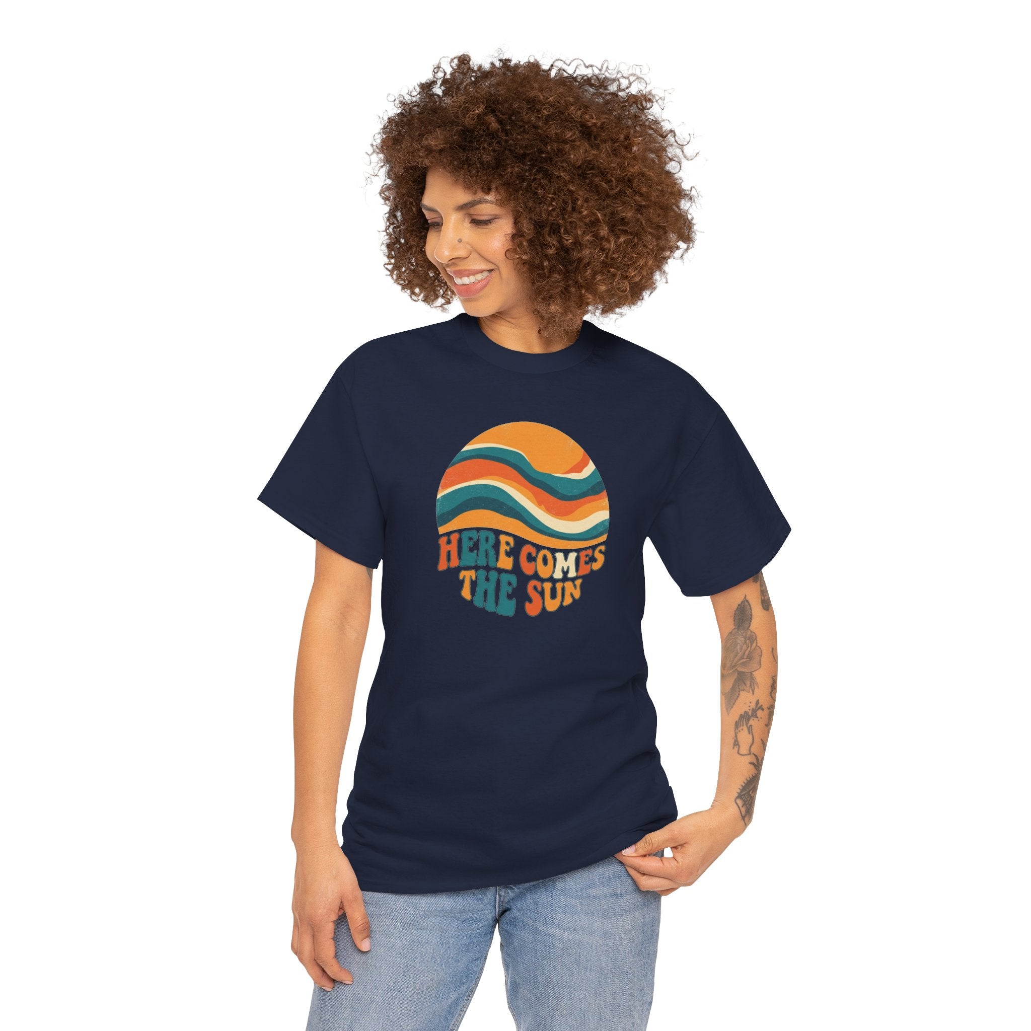 Here Comes The Sun T-Shirt | Retro Sun Waves Graphic Tee