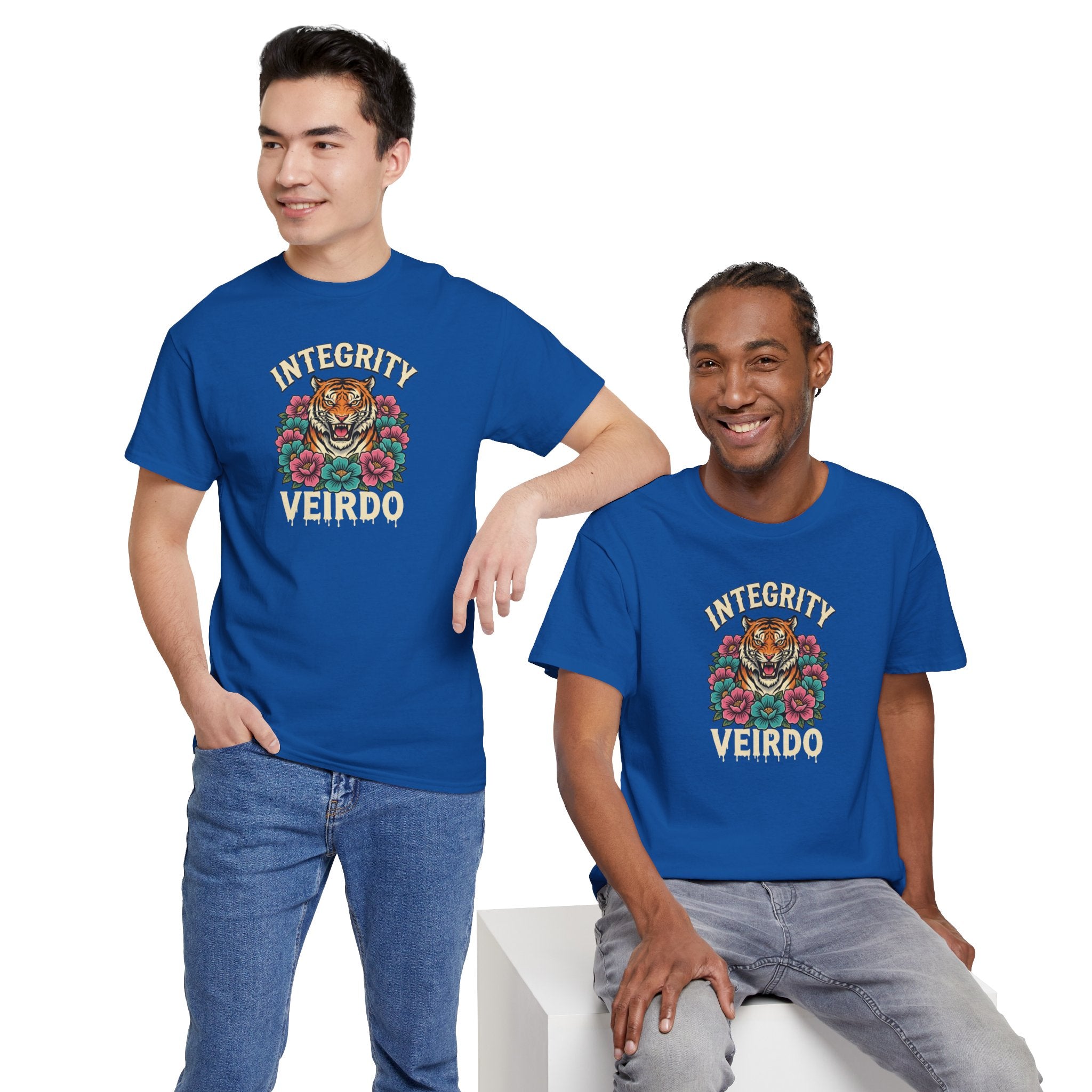Integrity Weirdo T-Shirt | Tiger and Floral Illustration