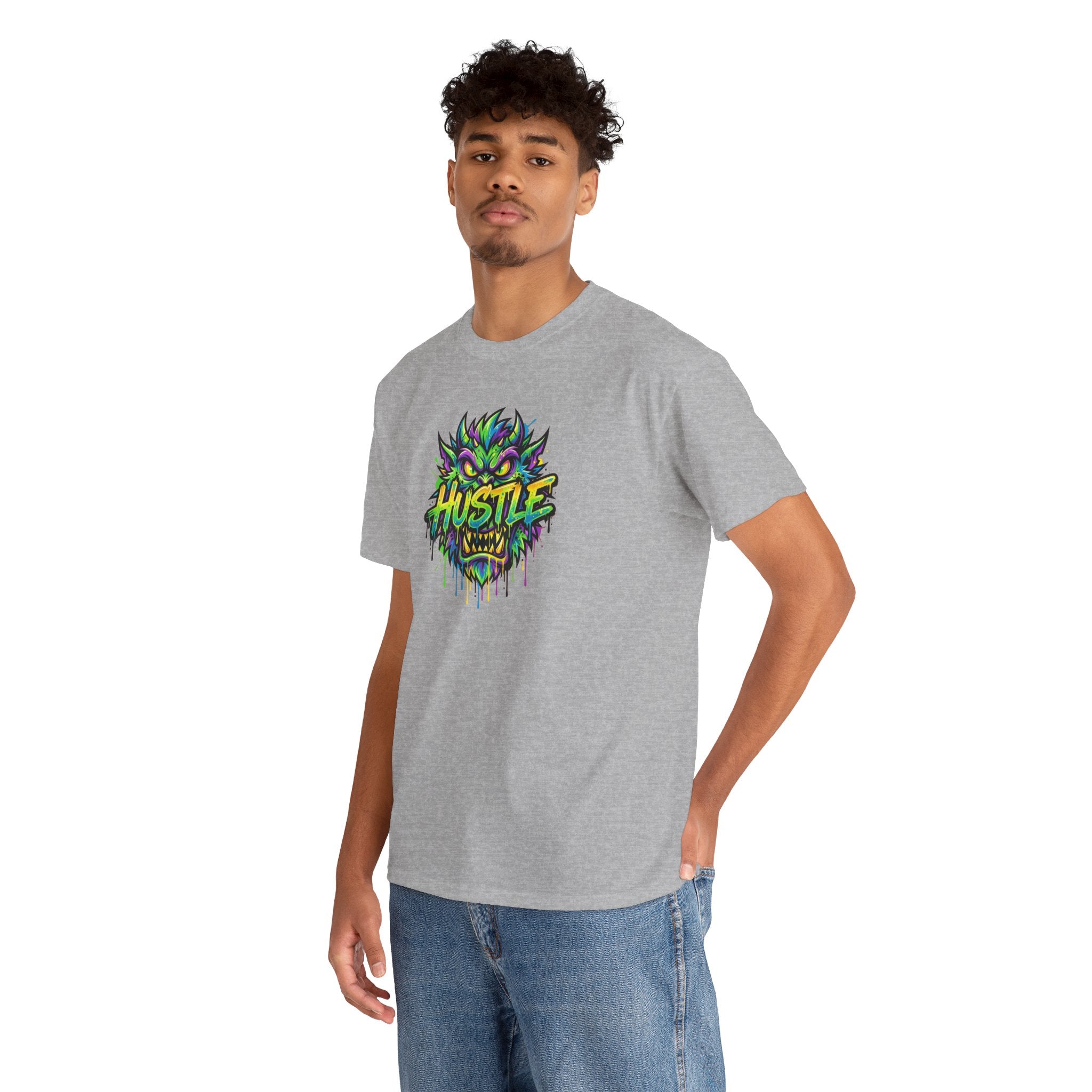 Neon Monster Face Hustle Tee | Graphic T-Shirt, Streetwear Drip