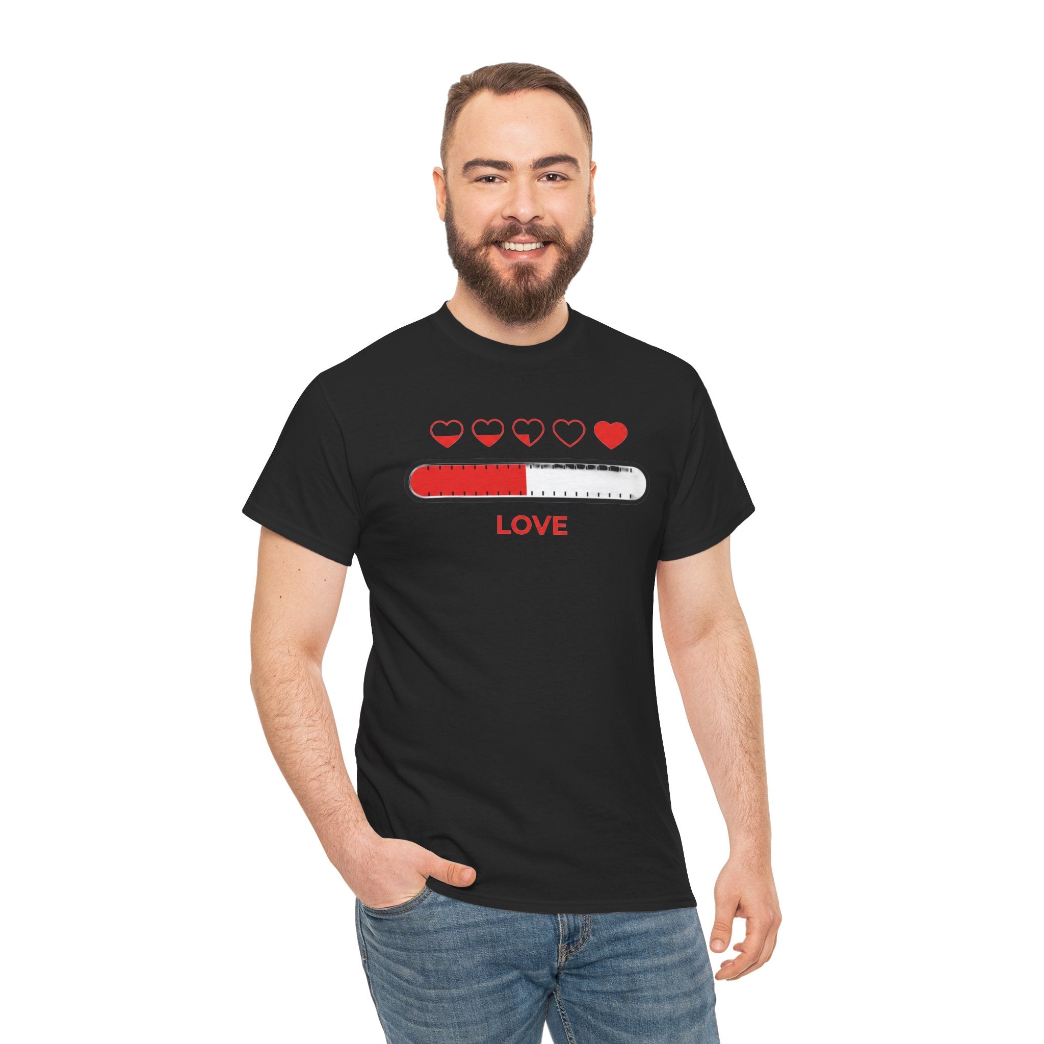 Valentine's Day Love Meter Heart Graphic T-Shirt