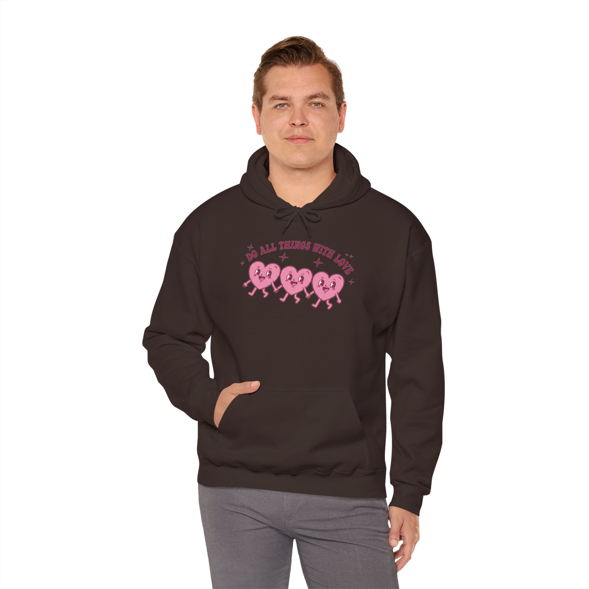 Valentine's Day Do All Things With Love Heart Trio Hoodie | Cute Pink Hearts