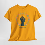 Women Rise Fist Tee | Feminist Power Floral Wreath T-Shirt