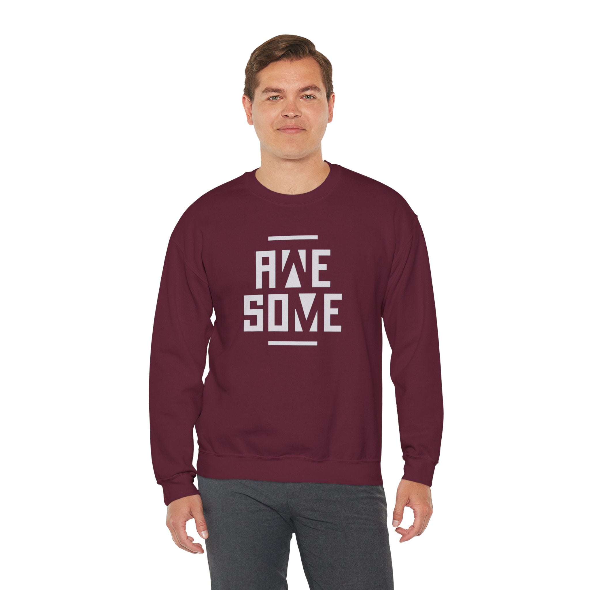 Awesome Block Letter Sweatshirt | Bold Typography Crewneck, Black