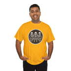 Three Sitting Skeletons Tee | Skull Circle Illustration, Halloween Shirt