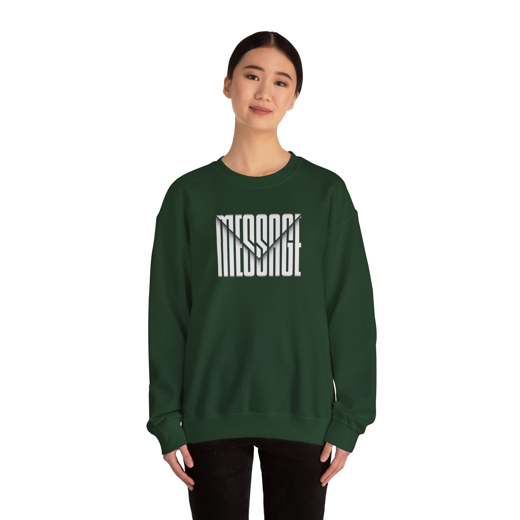 MESSAGE Sweatshirt - Minimalist Typography Pullover, Aesthetic Streetwear Crewneck