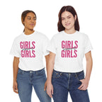 Girls Support Girls T-Shirt | Feminist Pride Tee, Pink Typography