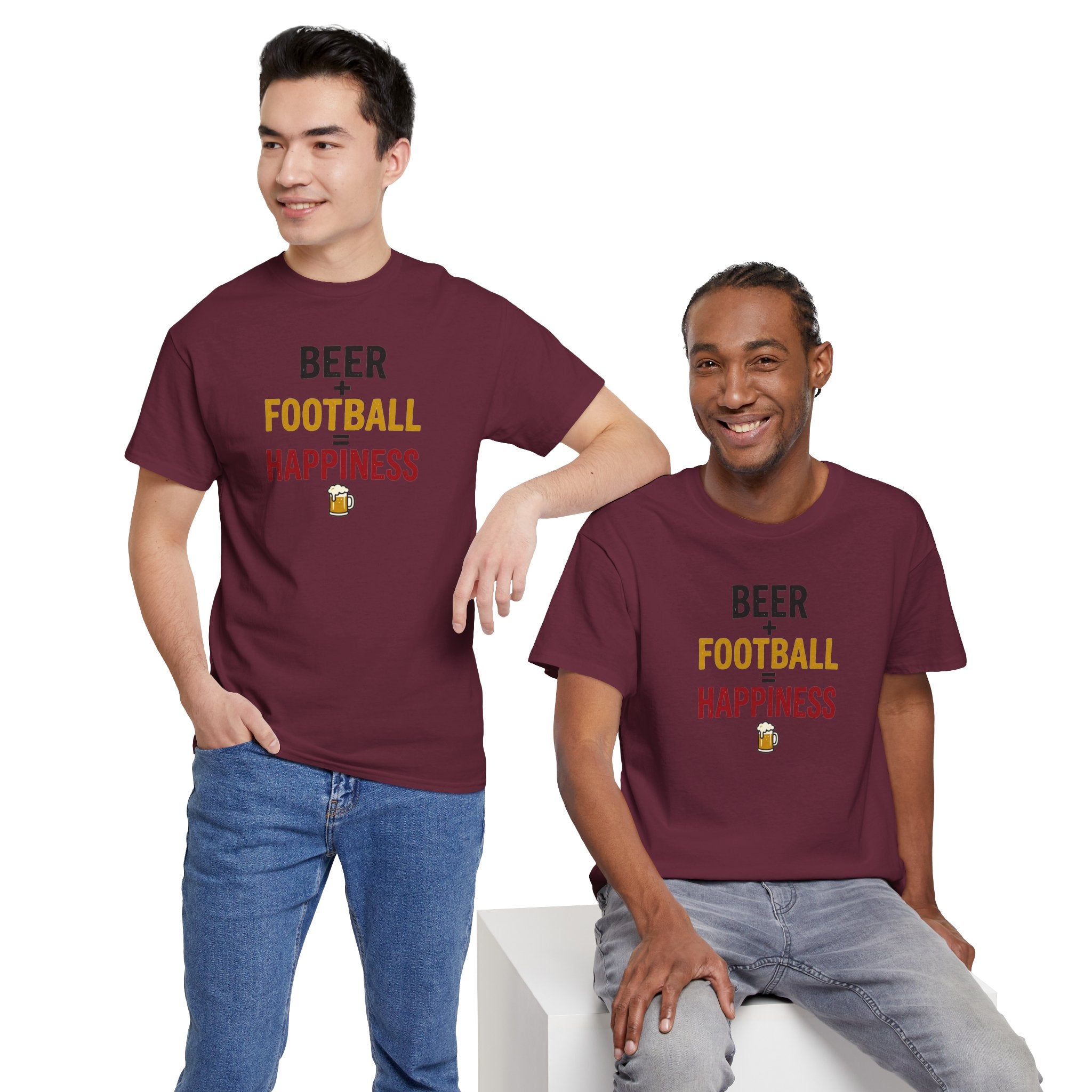 Beer + Football = Happiness T-Shirt | Football Fan Tee, Beer Lover Shirt