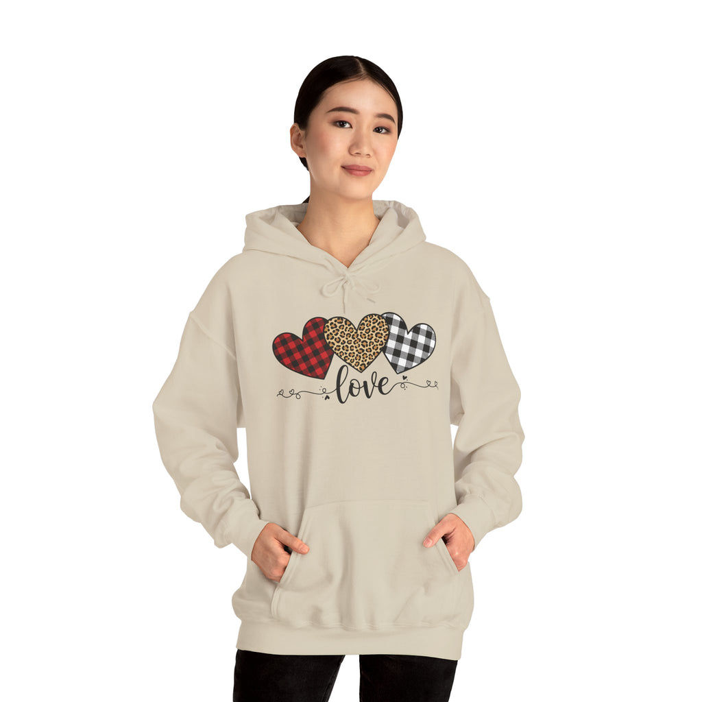 Valentine's Day Hoodie | Love Script Arrow with Plaid Leopard Heart