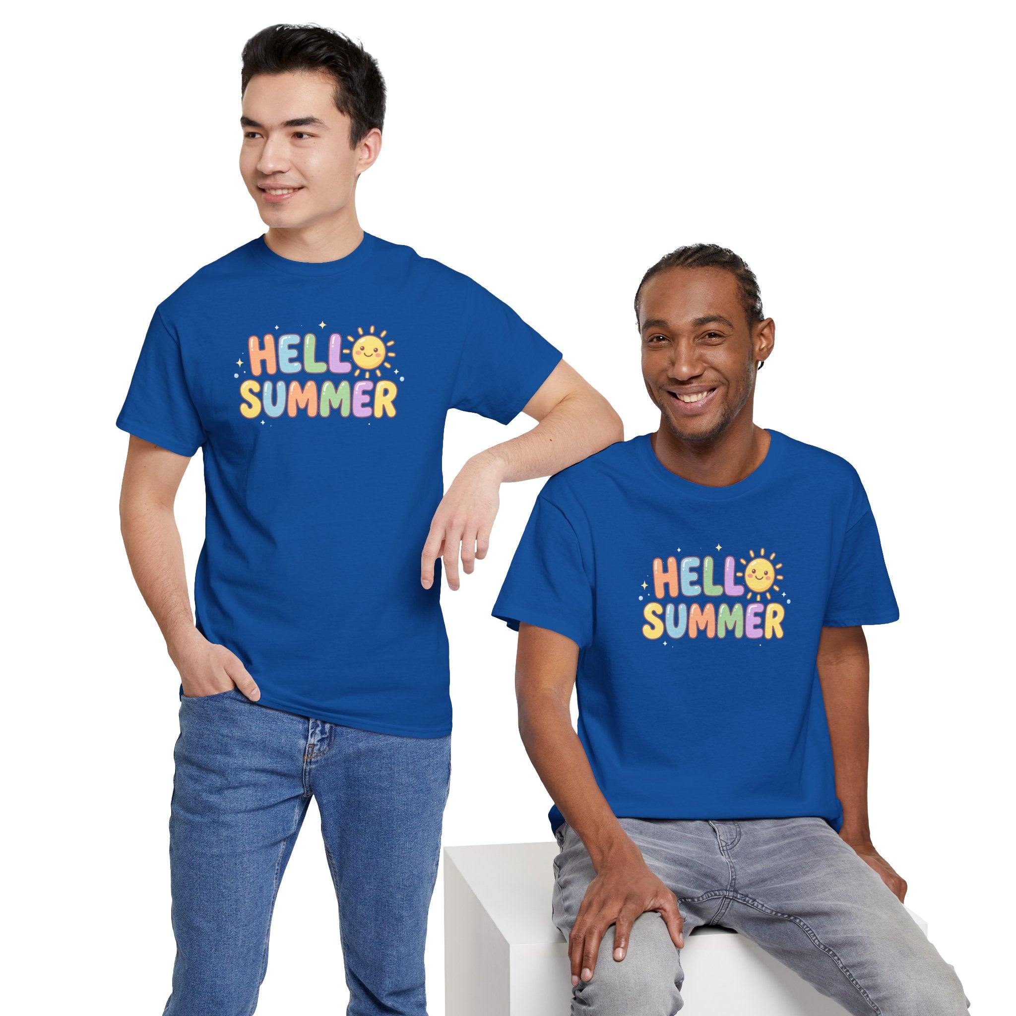 Hello Summer sun graphic Tee | pastel retro bubble letters
