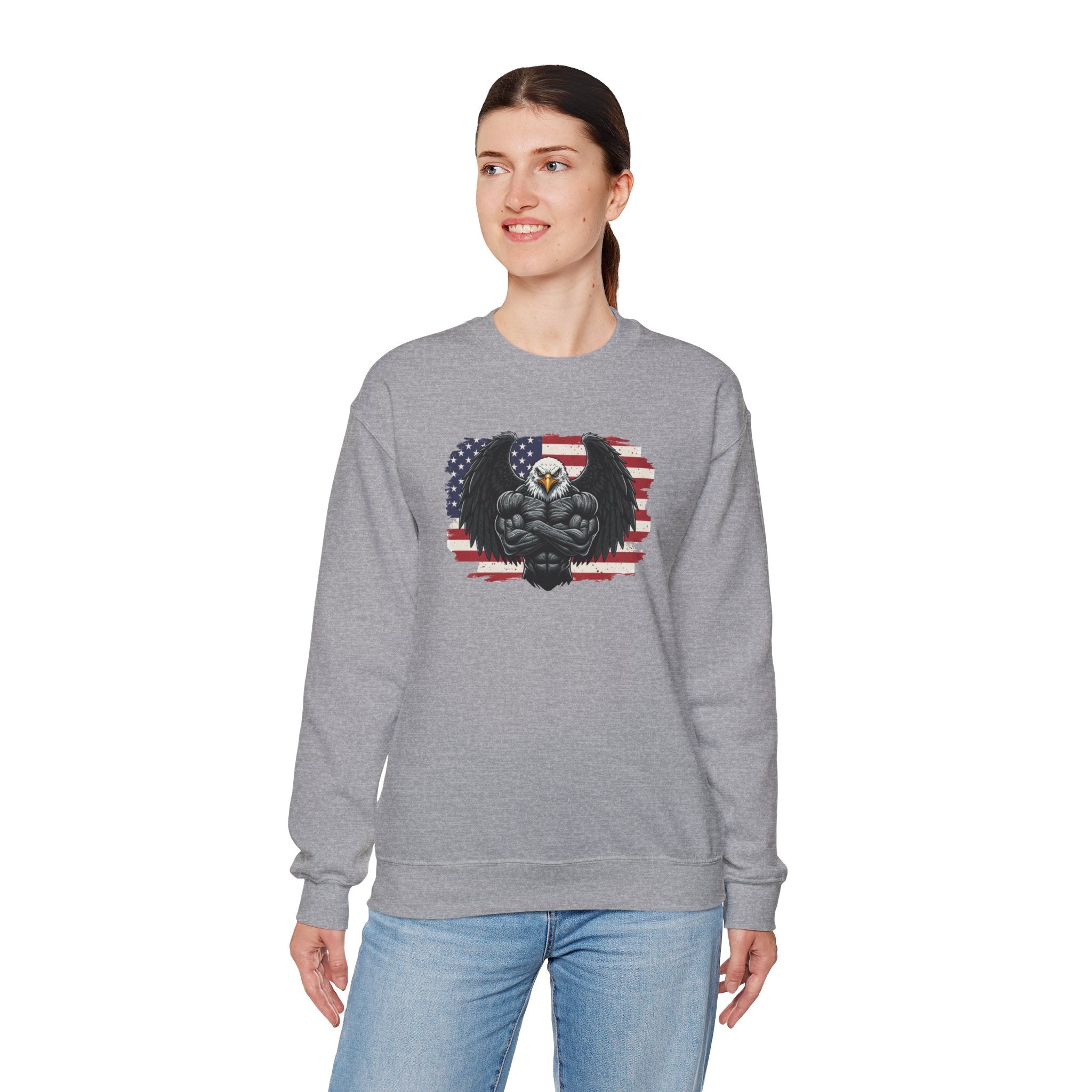 American Flag Bald Eagle Chest Muscular Sweatshirt | Patriotic USA