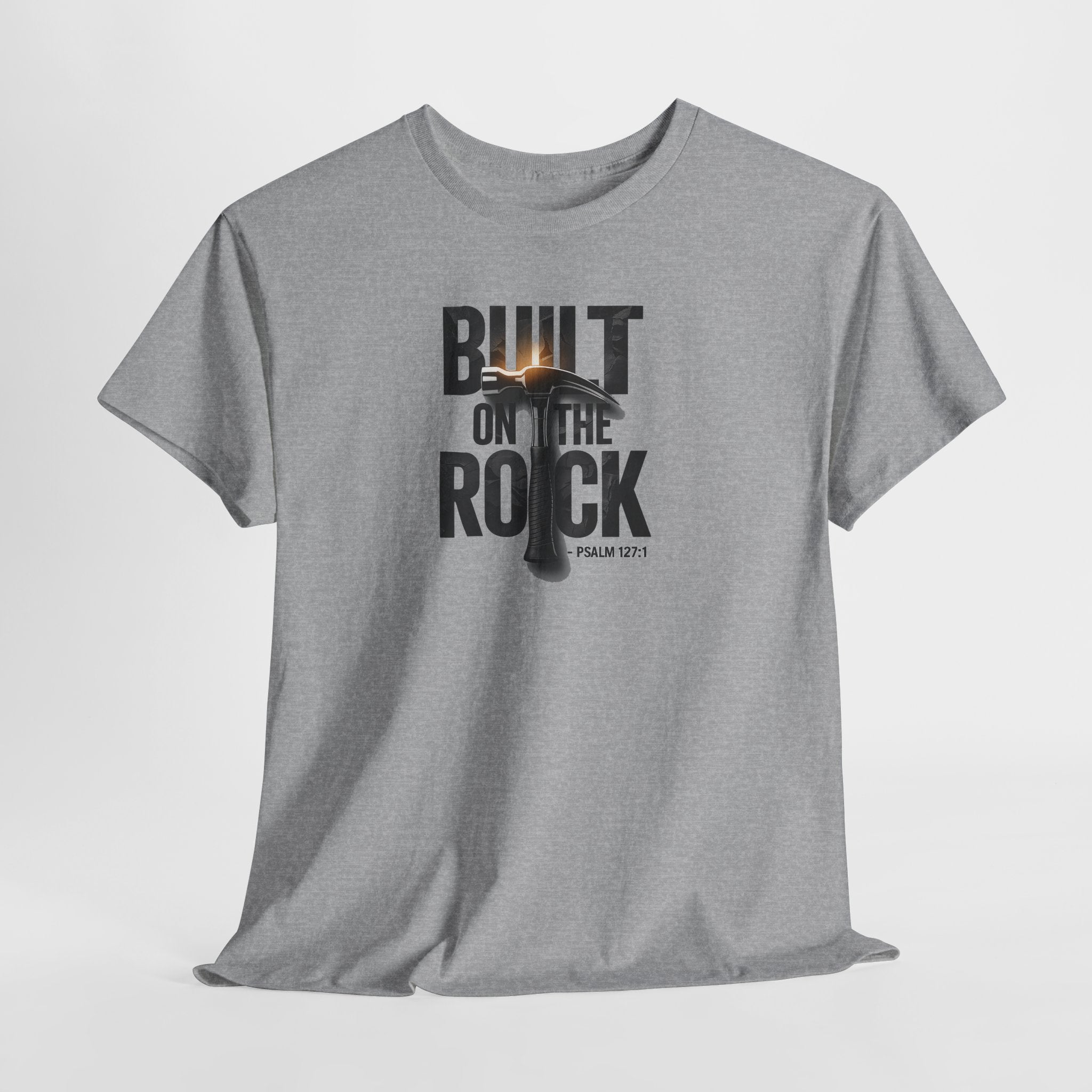 Built on the Rock cross graphic Tee | Christian faith shirt, Psalm 127:1
