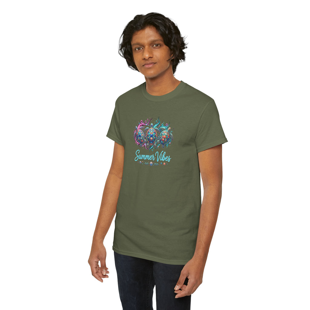 Summer Vibes Crab Tee | Coastal Beach Shells, Tropical Ocean Graphic