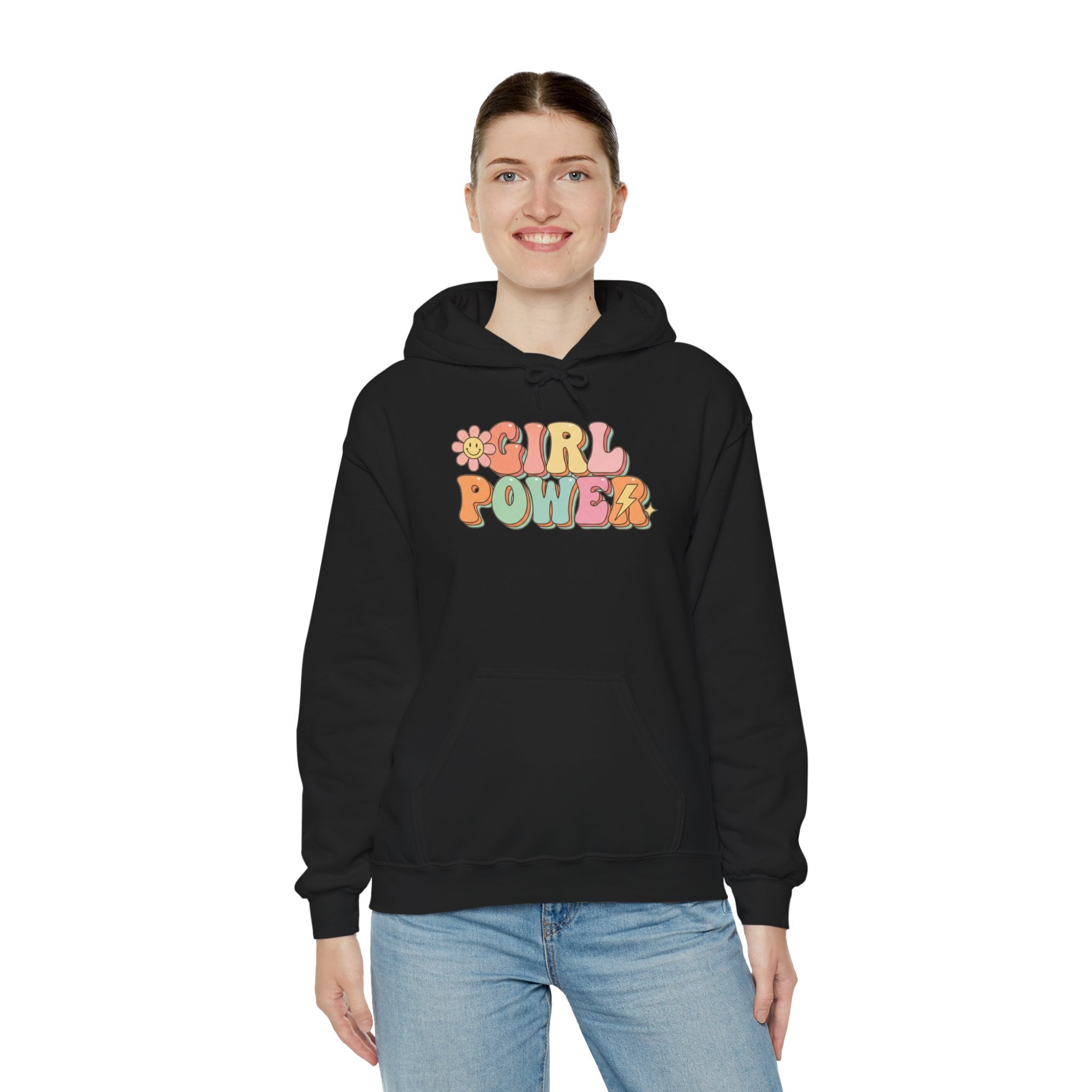 Girl Power retro floral Hoodie | Feminist 70s style sweatshirt